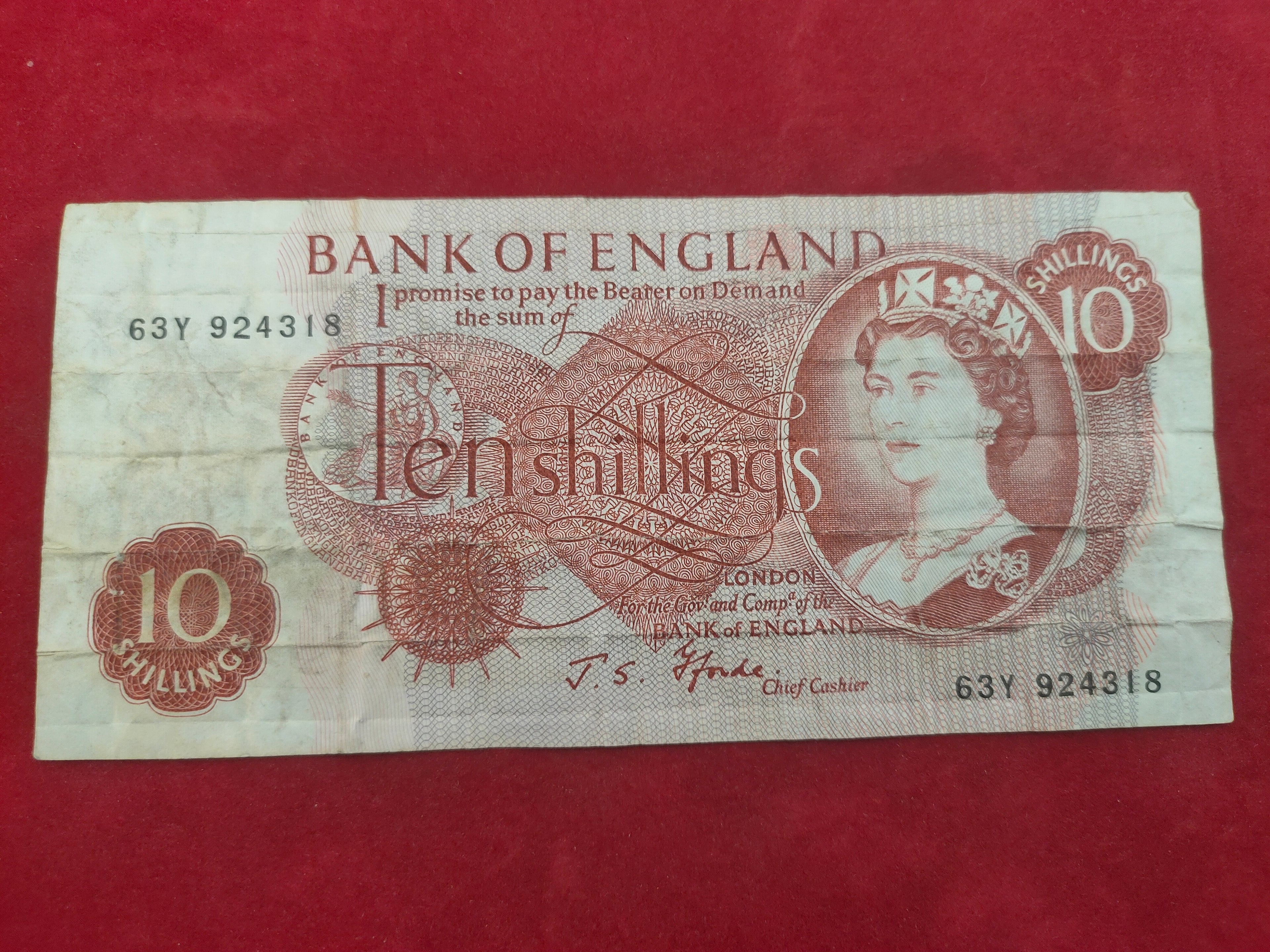 BANK OF ENGLAND 10 SHILLINGS (Y297)
