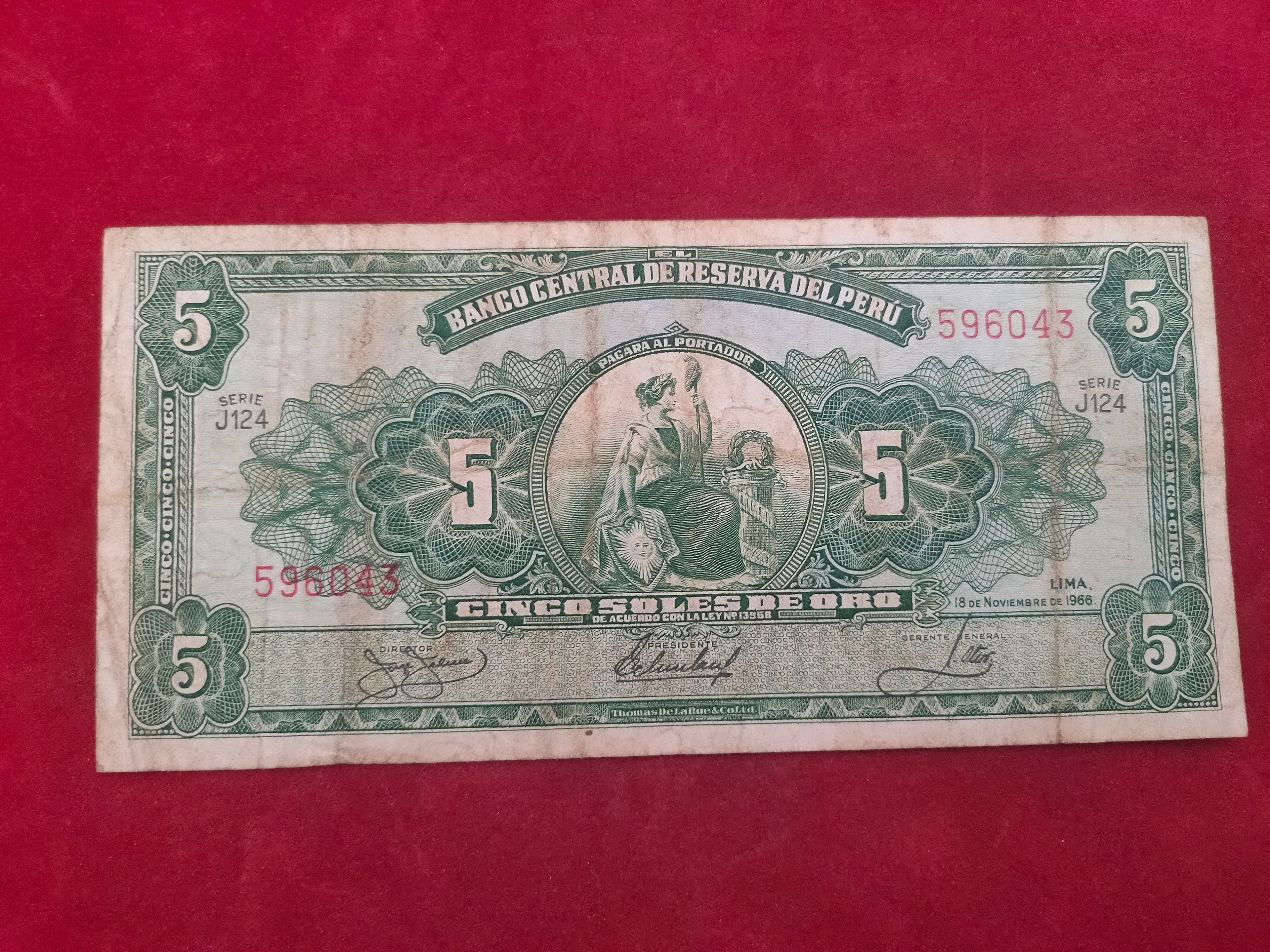 CENTRAL BANK OF PERU 5 SOLES ORO (792)