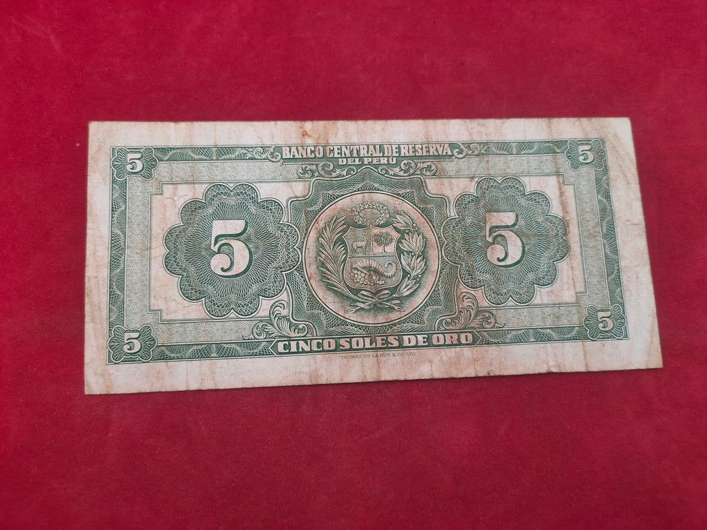 CENTRAL BANK OF PERU 5 SOLES ORO (792)