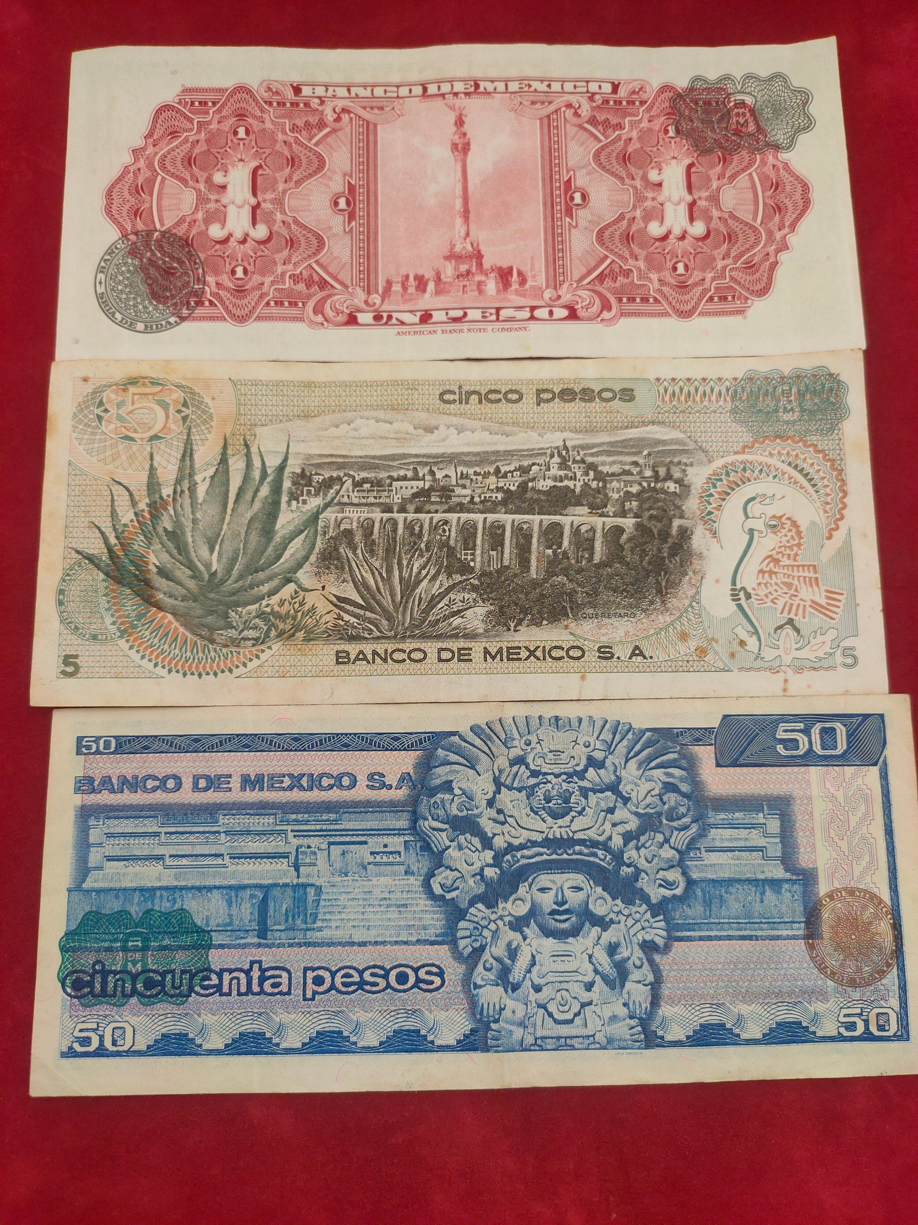 BANK OF MEXICO 1, 5, 50 PESOS (1200)