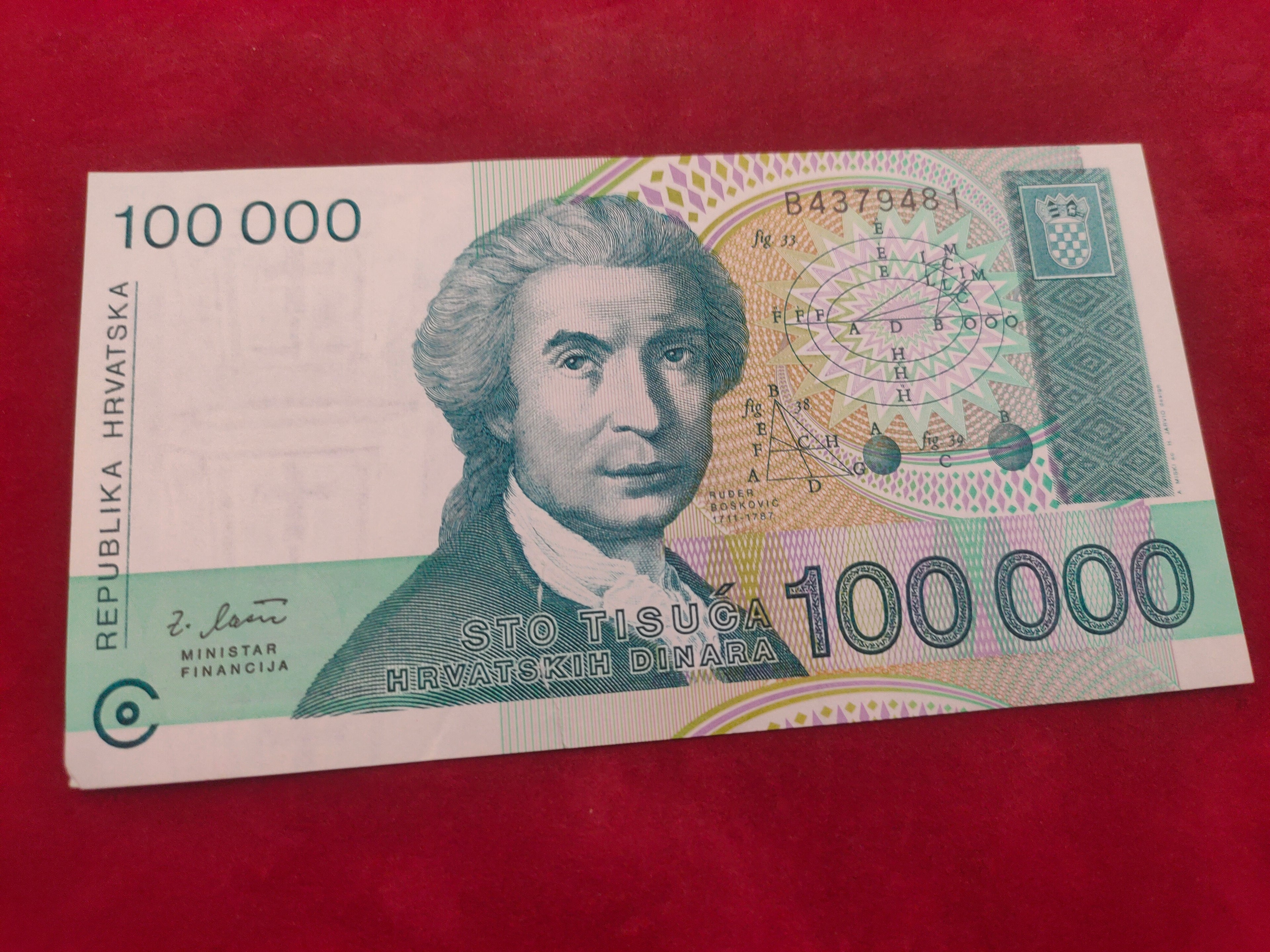 BANK OF CROATIA 100000 DINARA (704)