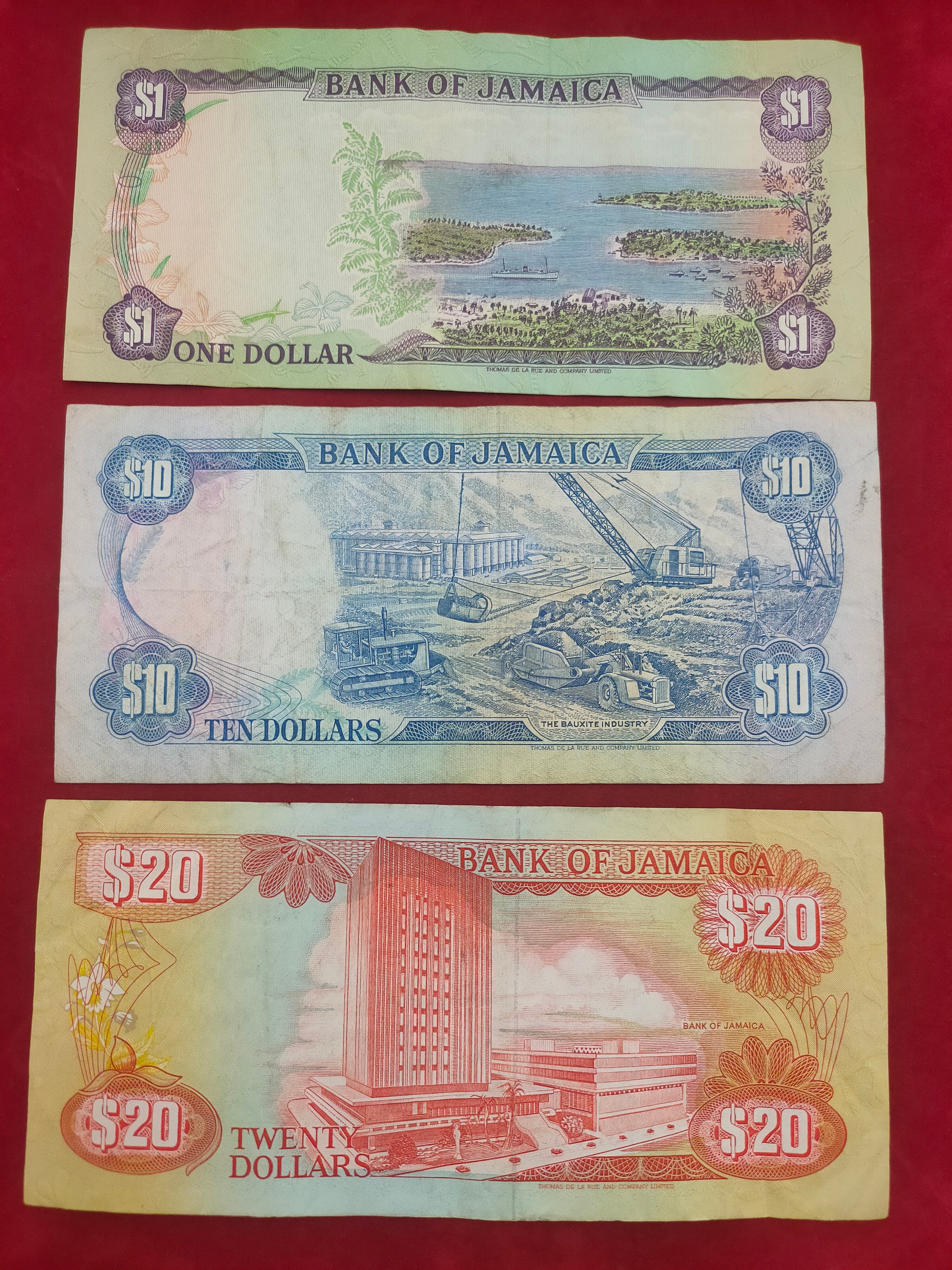BANK OF JAMAICA 1, 10, 20 DOLLARS (Y261)