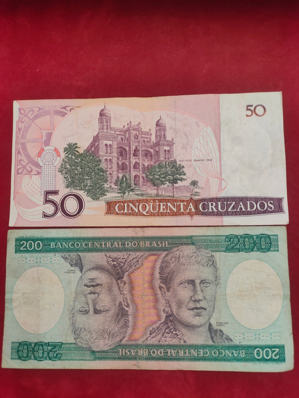 CENTRAL BANK OF BRASIL 50, 200 CRUZADOS (D543)