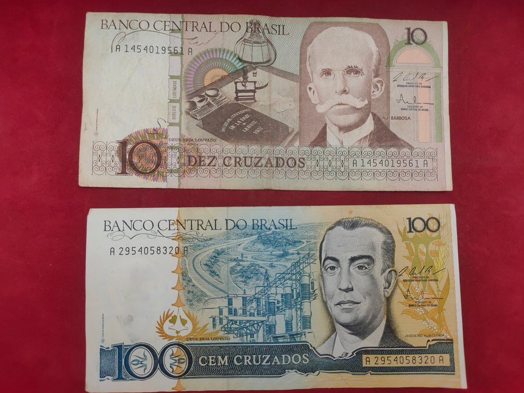 CENTRAL BANK OF BRASIL 10, 100 CRUZEIROS (D543)