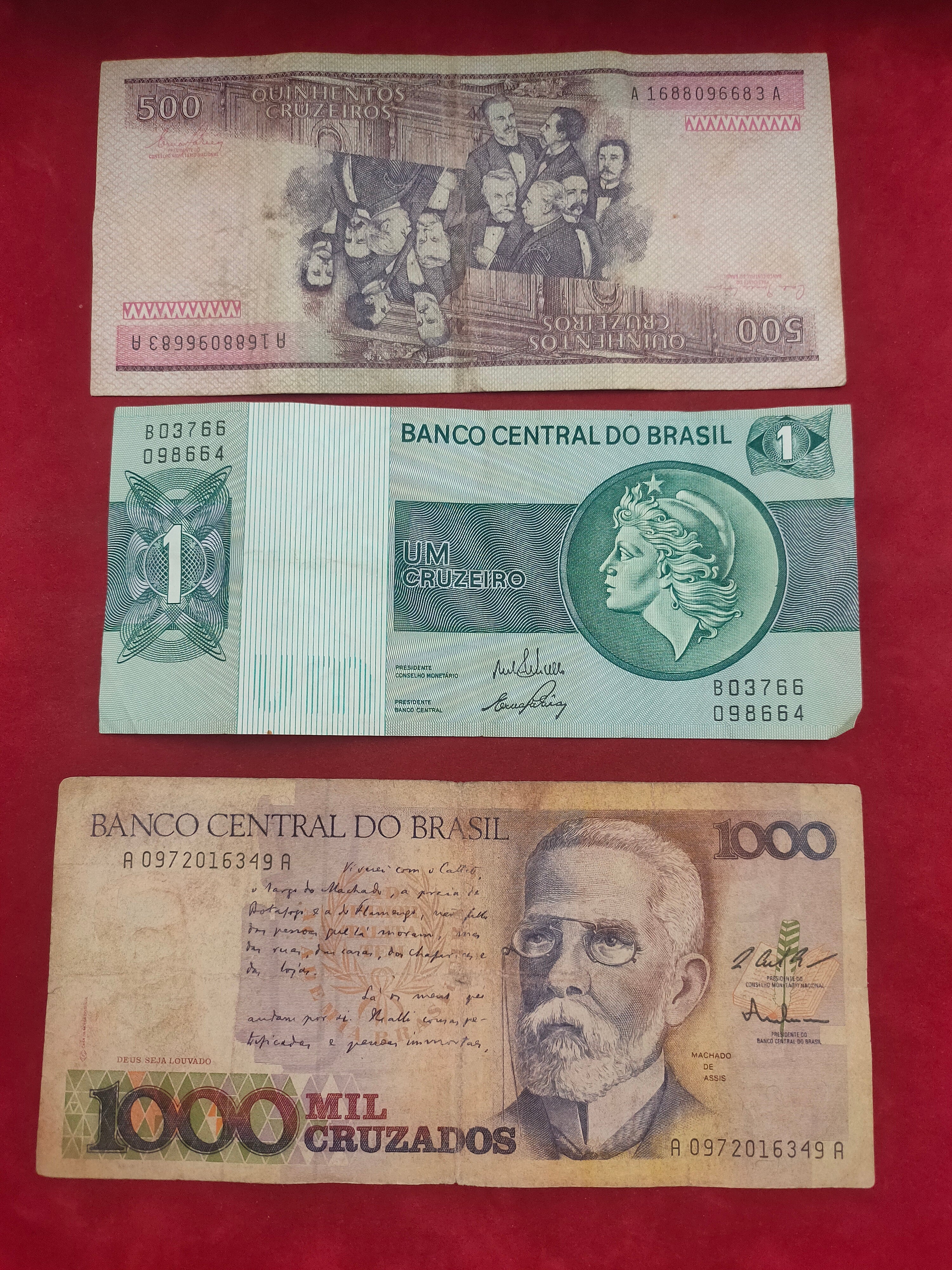 CENTRAL BANK OF BRASIL 1, 500, 1000 CRUZEIROS (D543)