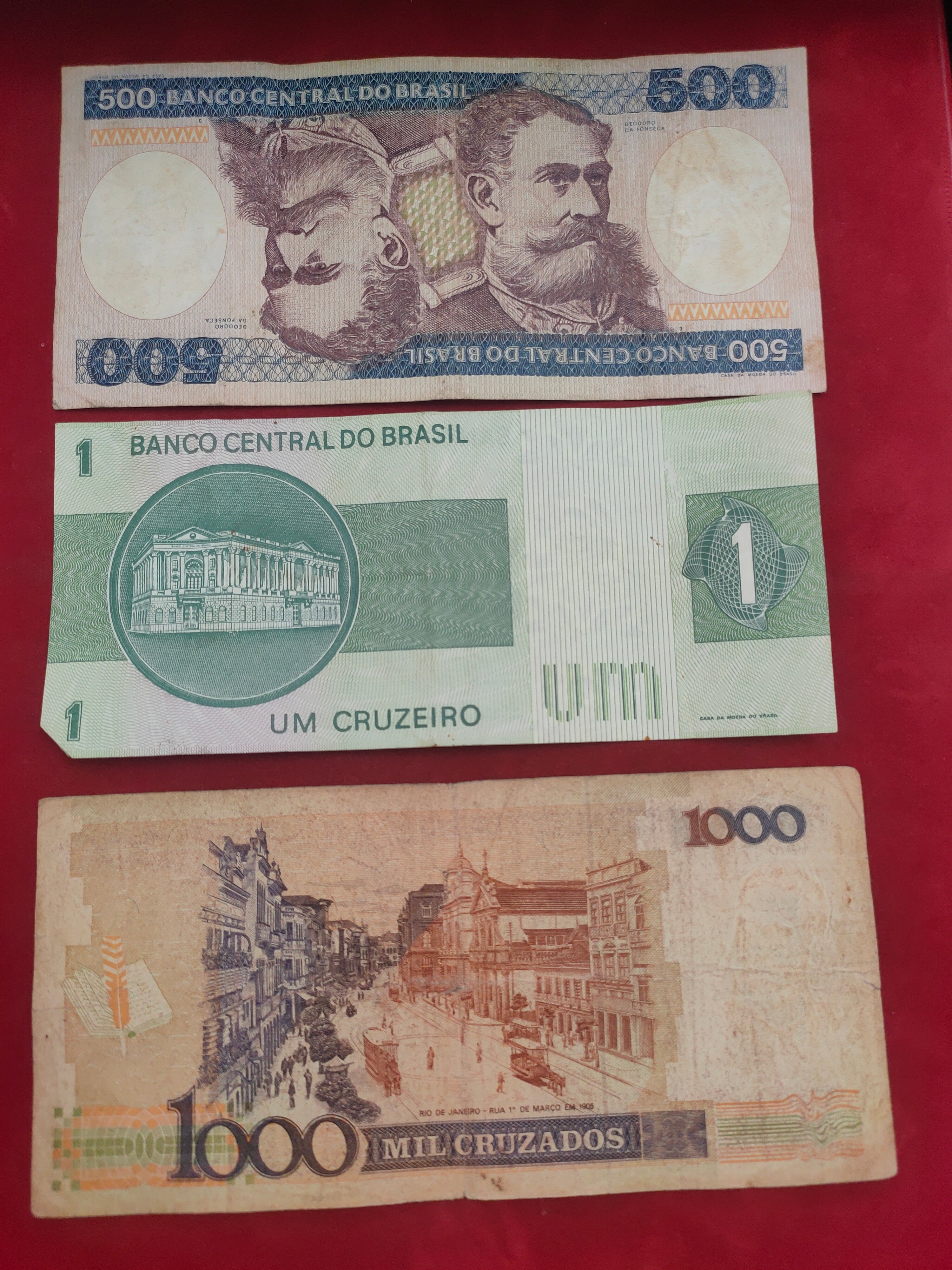 CENTRAL BANK OF BRASIL 1, 500, 1000 CRUZEIROS (D543)