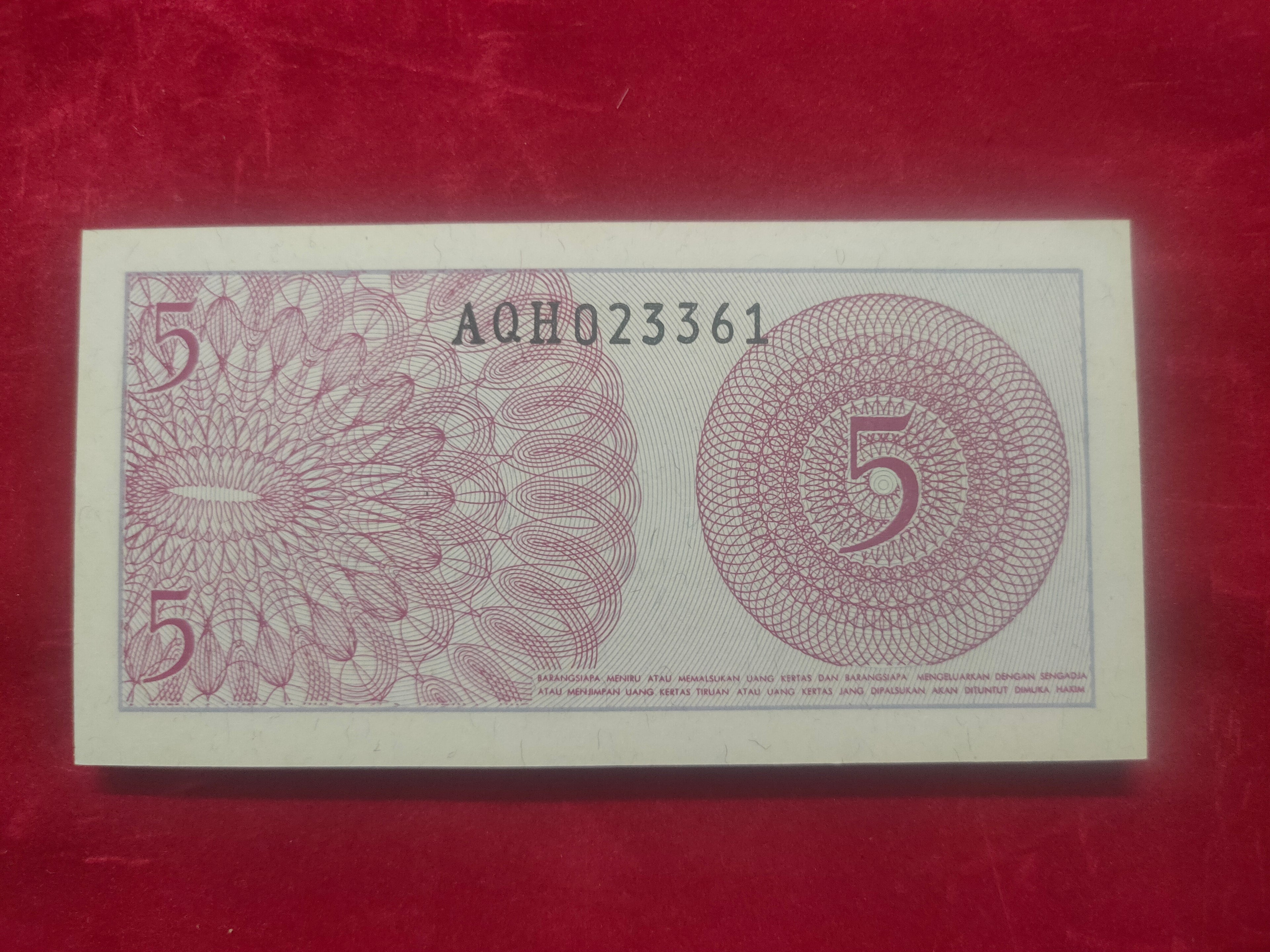 BANK OF INDONESIA 5 SEN (1085)