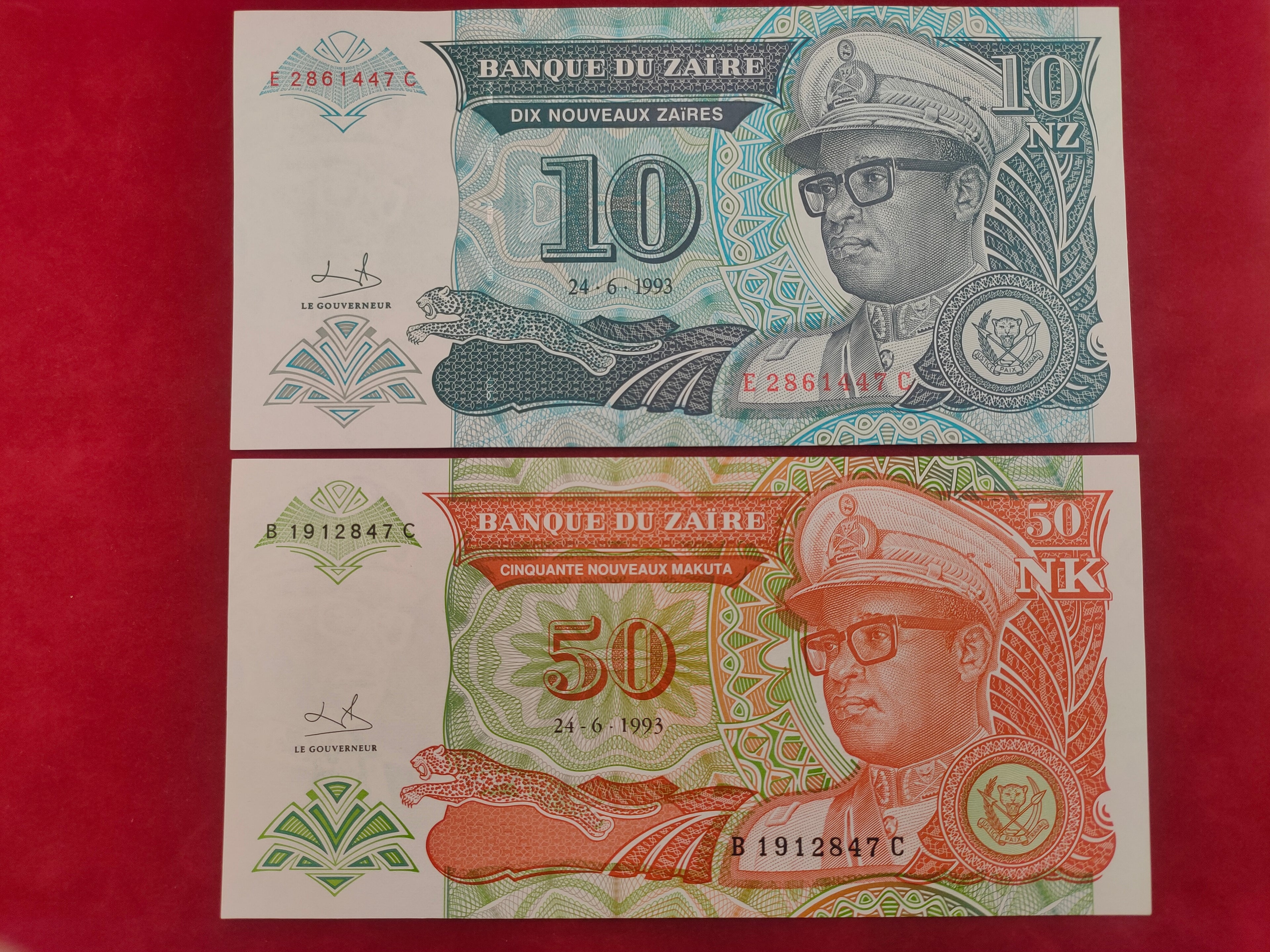 BANK OF ZAIRE 5, 10, 50, 500, 20000 ZAIRES (C446)