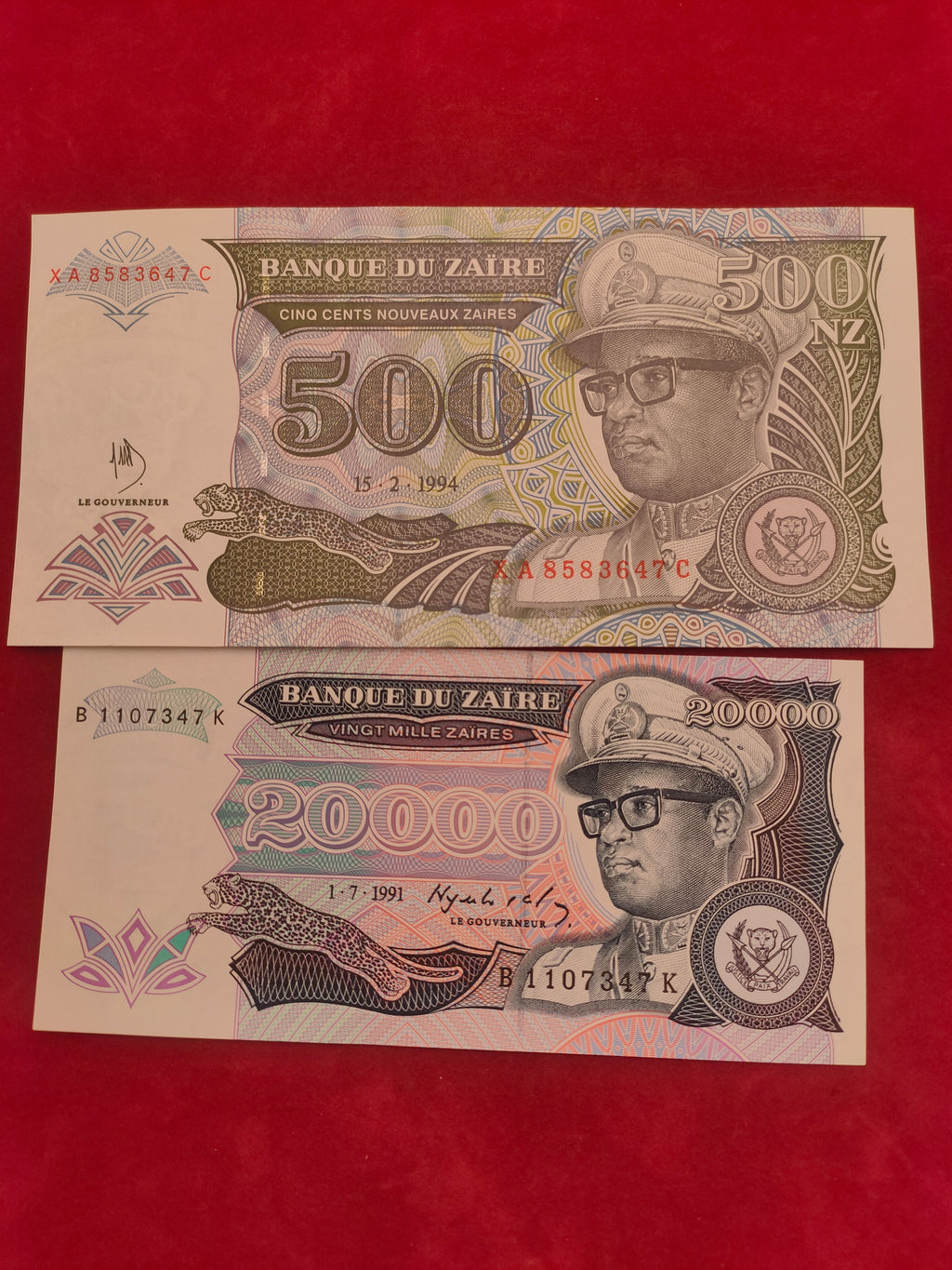 BANK OF ZAIRE 5, 10, 50, 500, 20000 ZAIRES (C446)