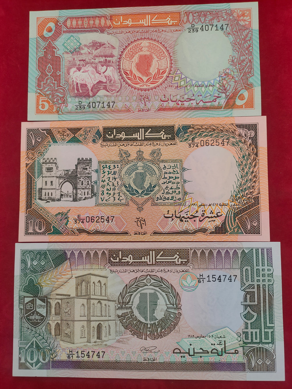 BANK OF SUDAN 5, 10, 100 POUNDS (C445)