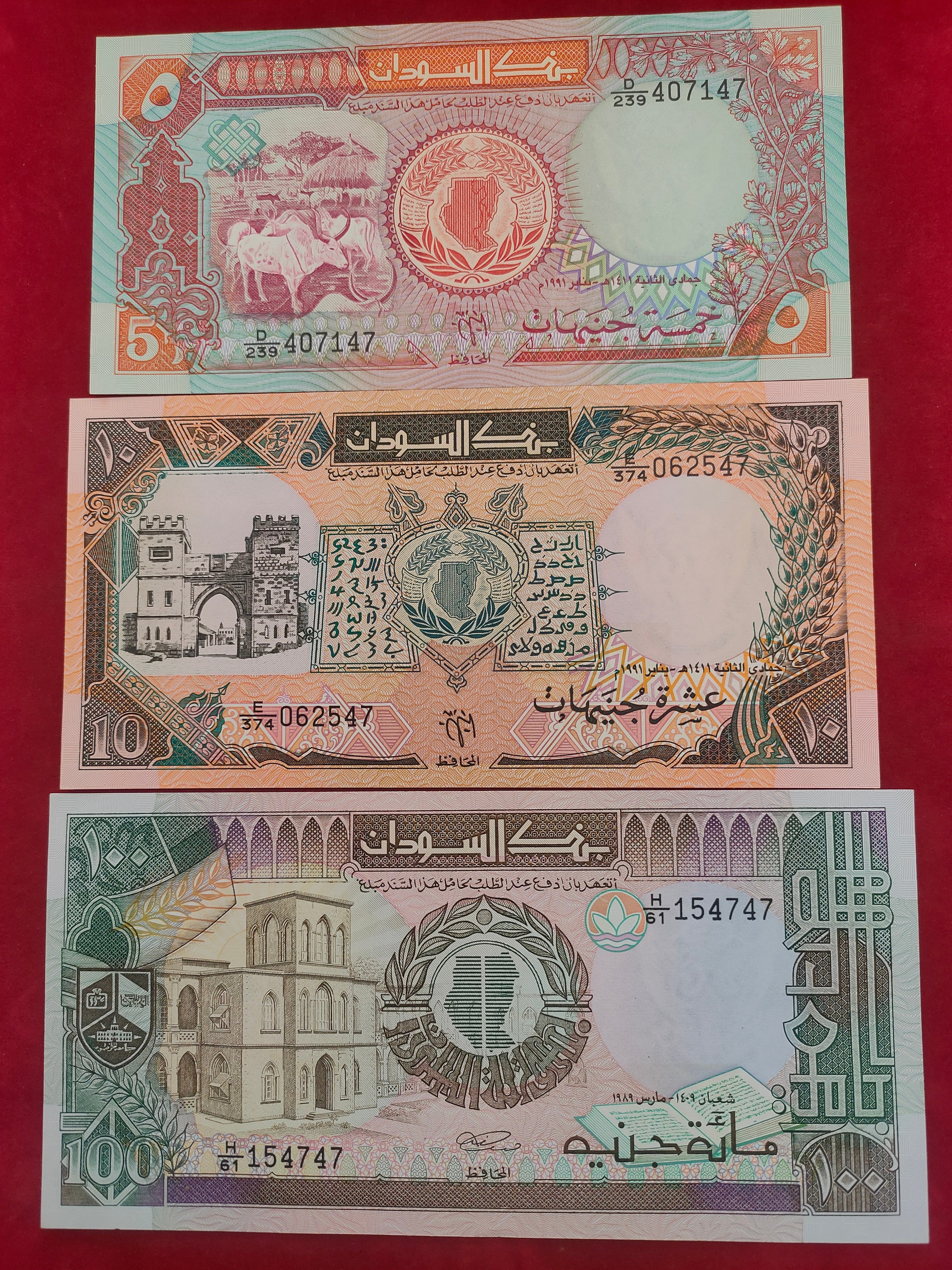 BANK OF SUDAN 5, 10, 100 POUNDS (C445)