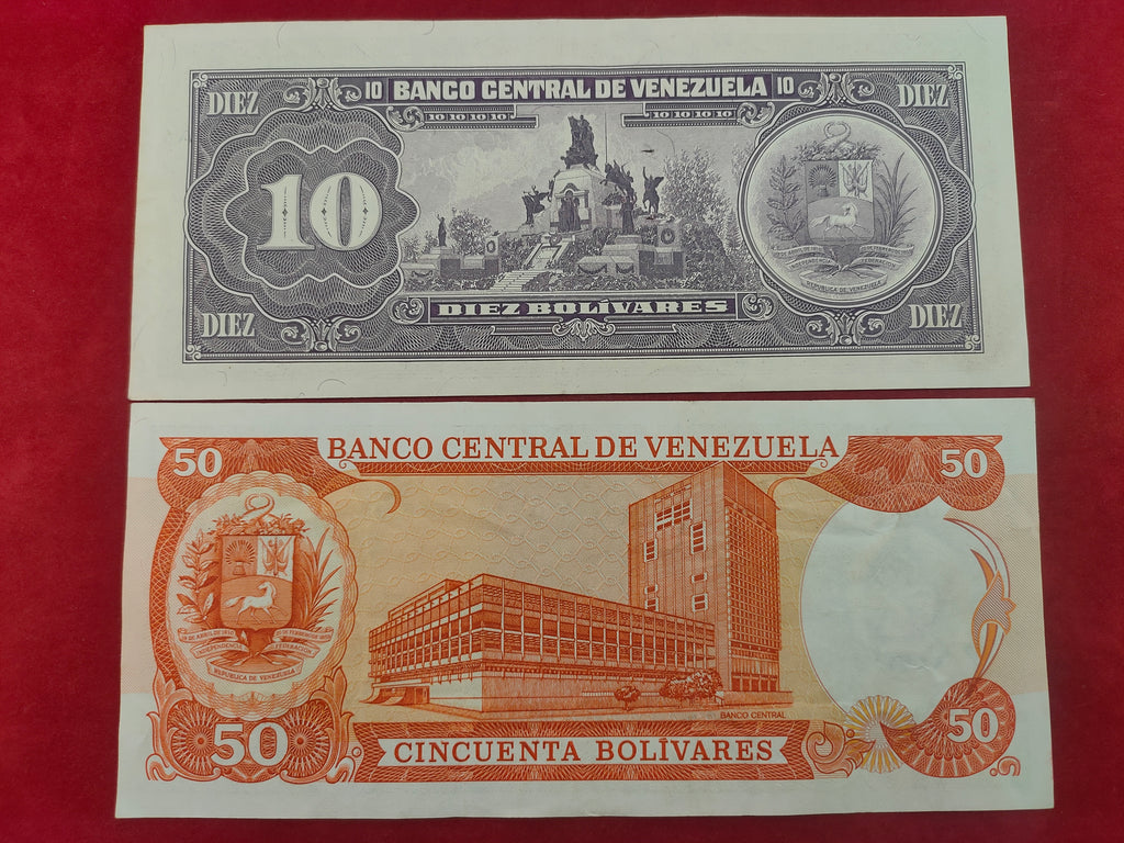 CENTRAL BANK OF VENEZUELA 10, 50 BOLIVARES (C431)