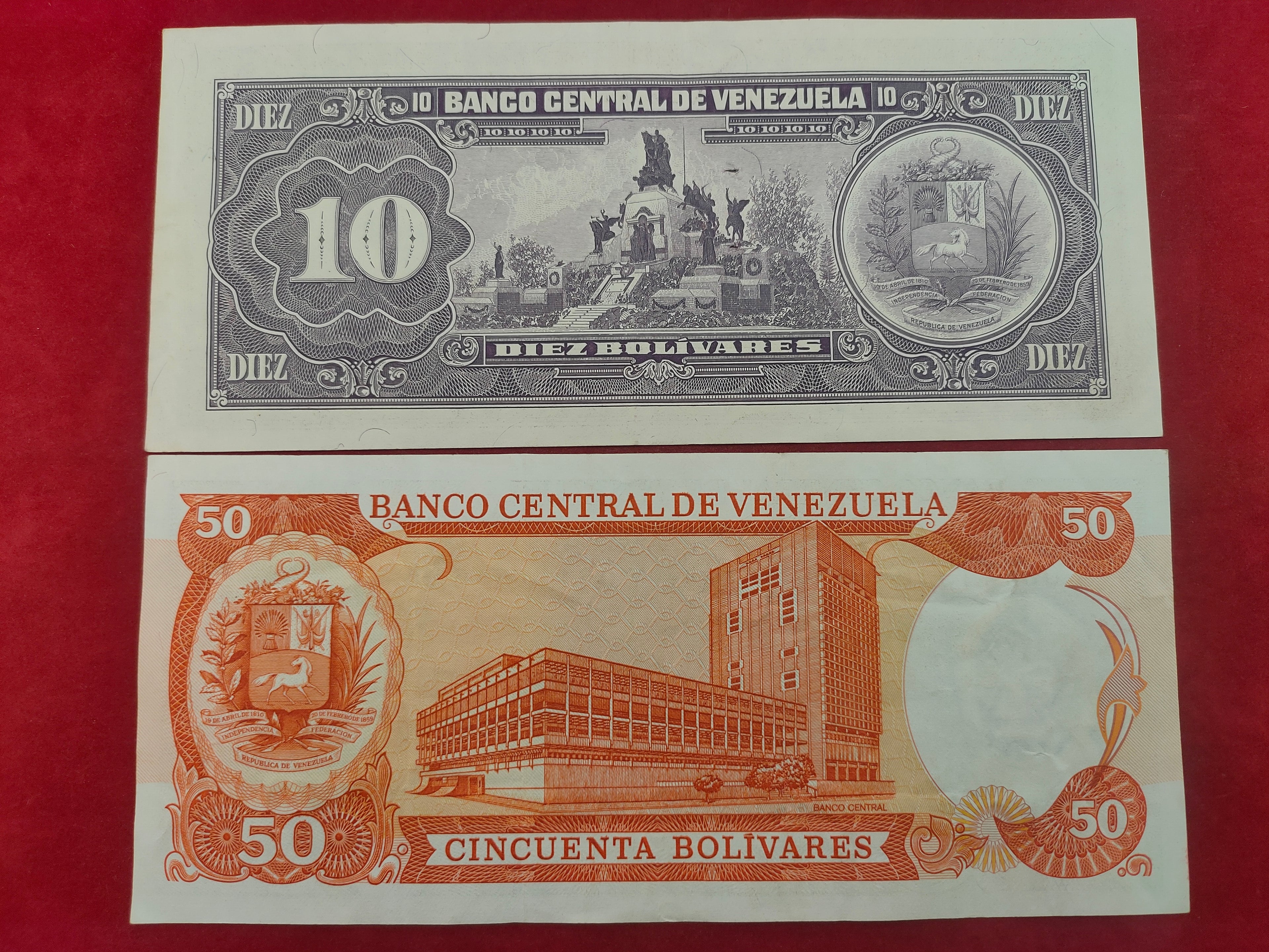 CENTRAL BANK OF VENEZUELA 10, 50 BOLIVARES (C431)