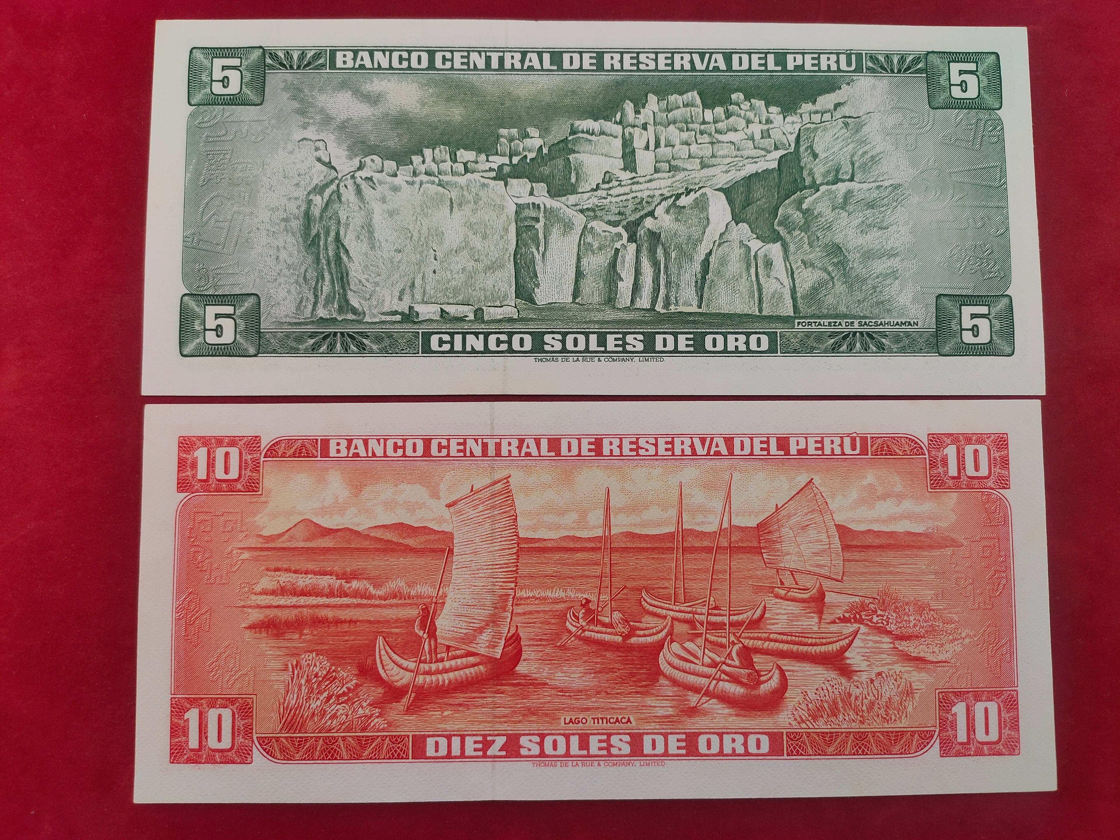 CENTRAL BANK OF  PERU 5, 10 SOLES ORO (C420)