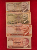 BANK OF TURKEY 5, 10,.20, 100 LIRA (546)