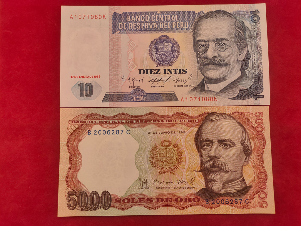 RESERVE BANK OF PERU 10, 5000 SOLES ORO (C419)