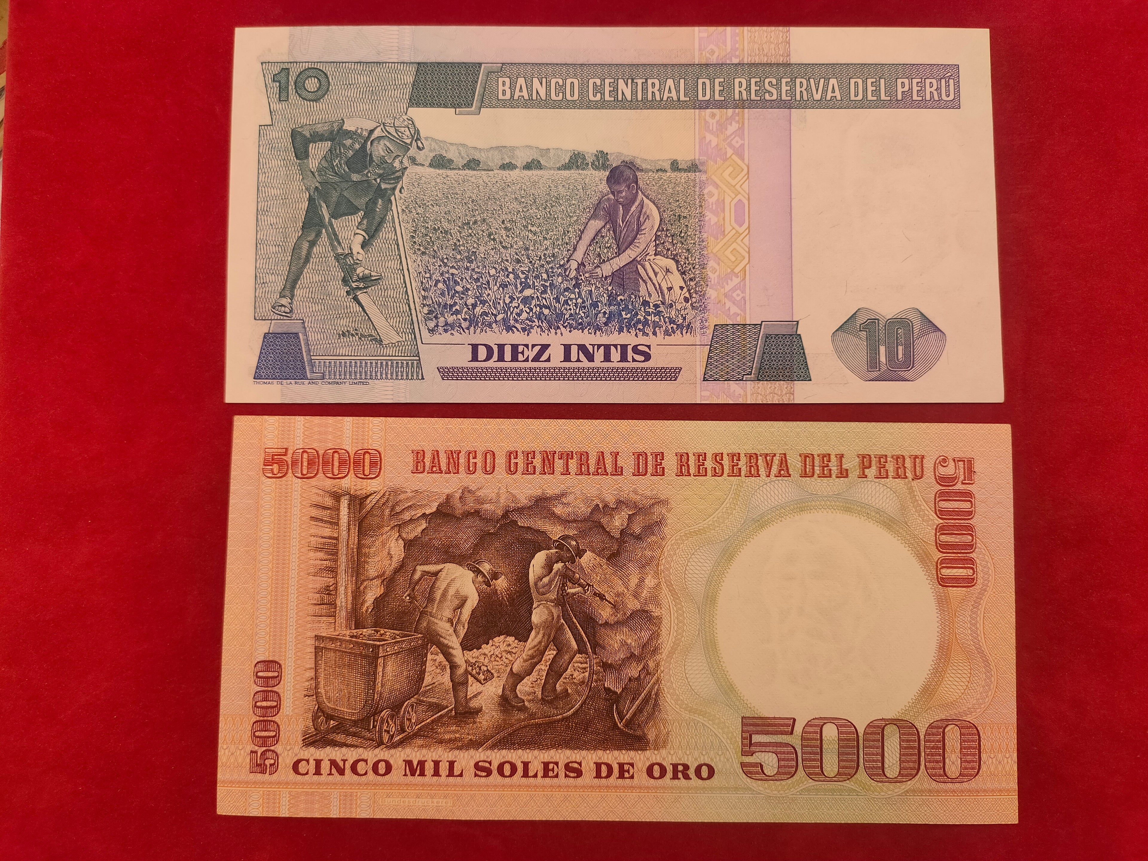 RESERVE BANK OF PERU 10, 5000 SOLES ORO (C419)