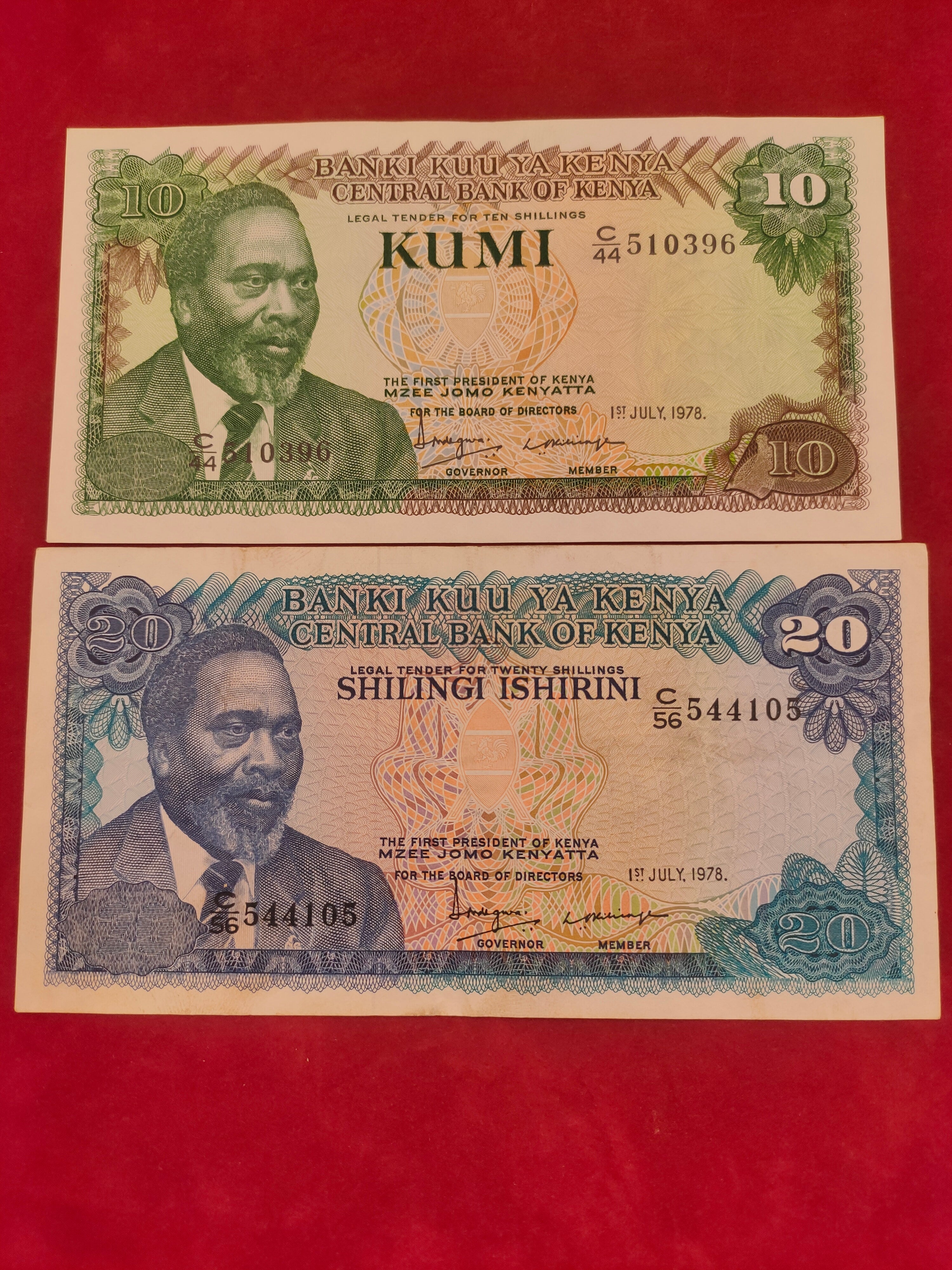 CENTRAL BANK OF KENYA 10, 20 SHILINGI (1045)