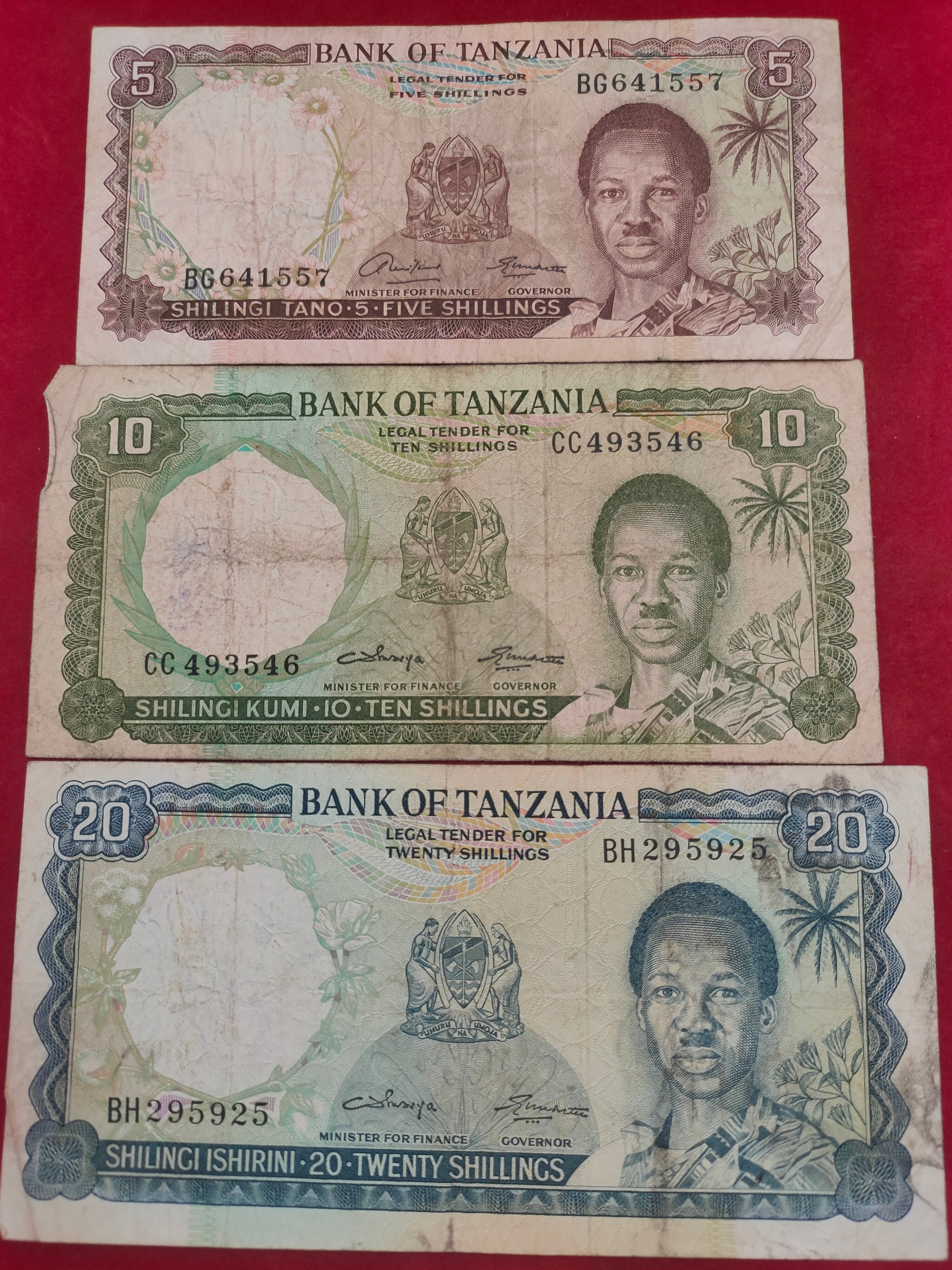 BANK OF TANZANIA 5, 10, 20 SHILLINGS (772)