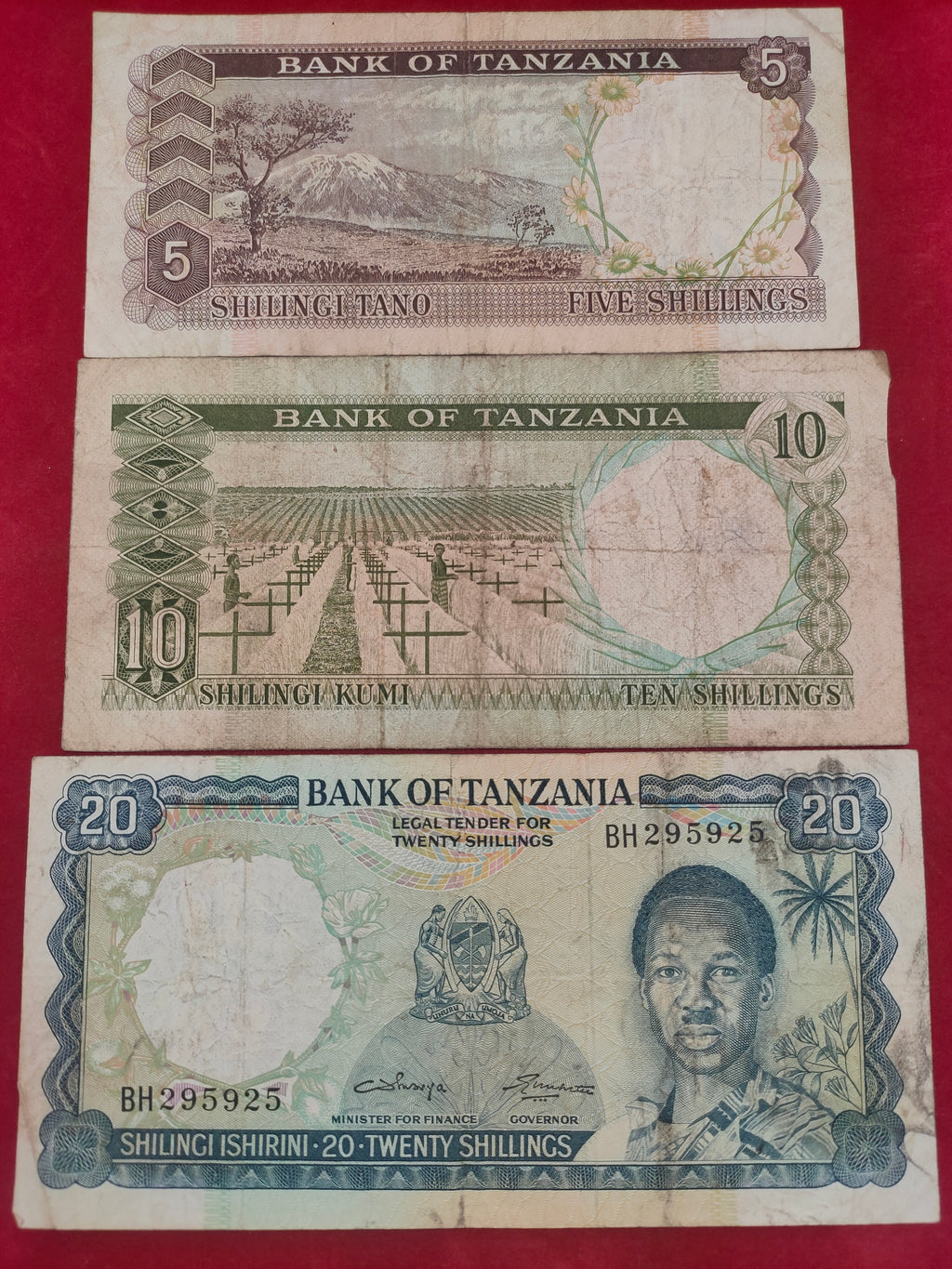 BANK OF TANZANIA 5, 10, 20 SHILLINGS (772)