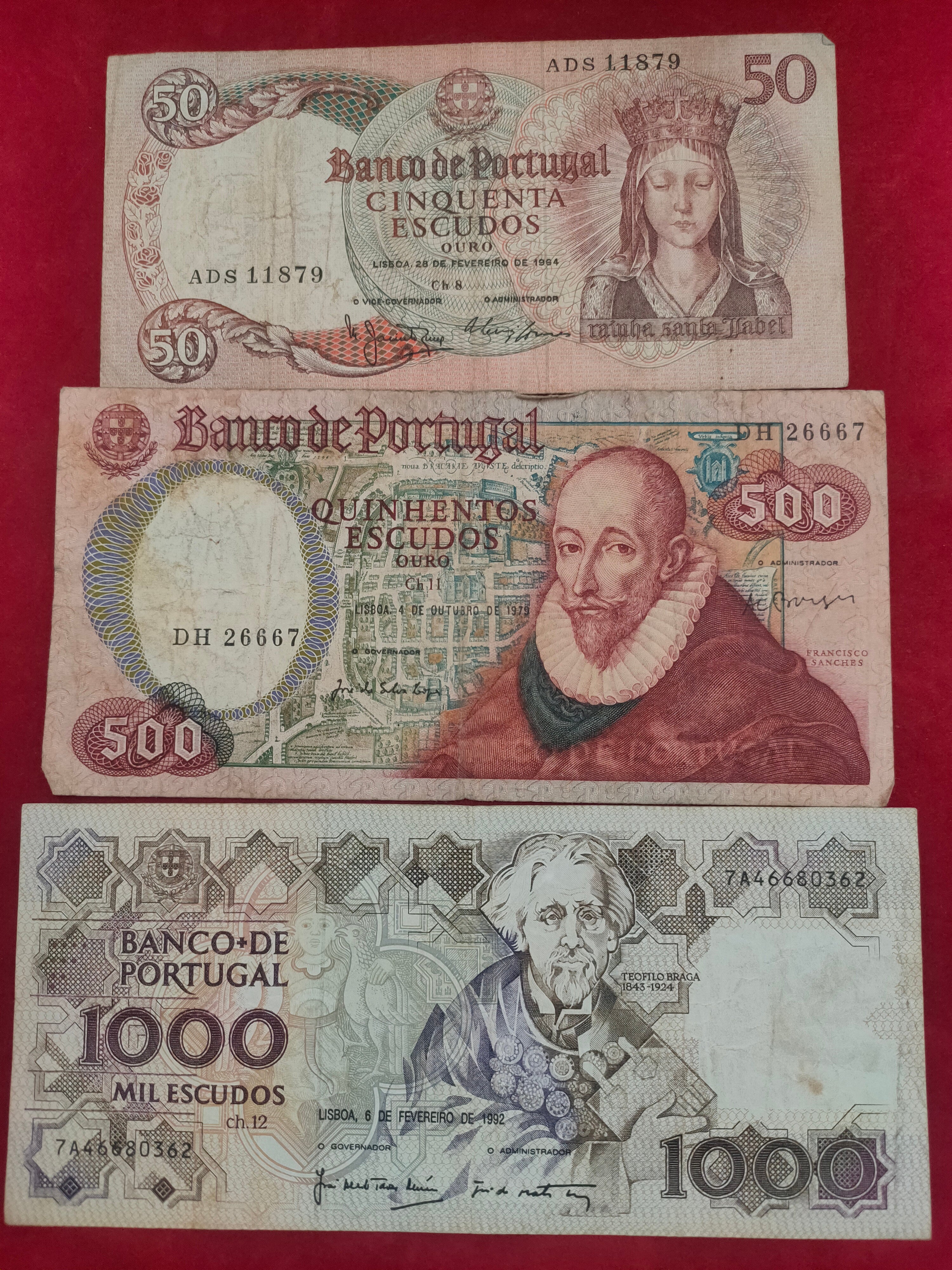 BANK OF PORTUGAL 50, 500, 1000 ESCUDOS (628)