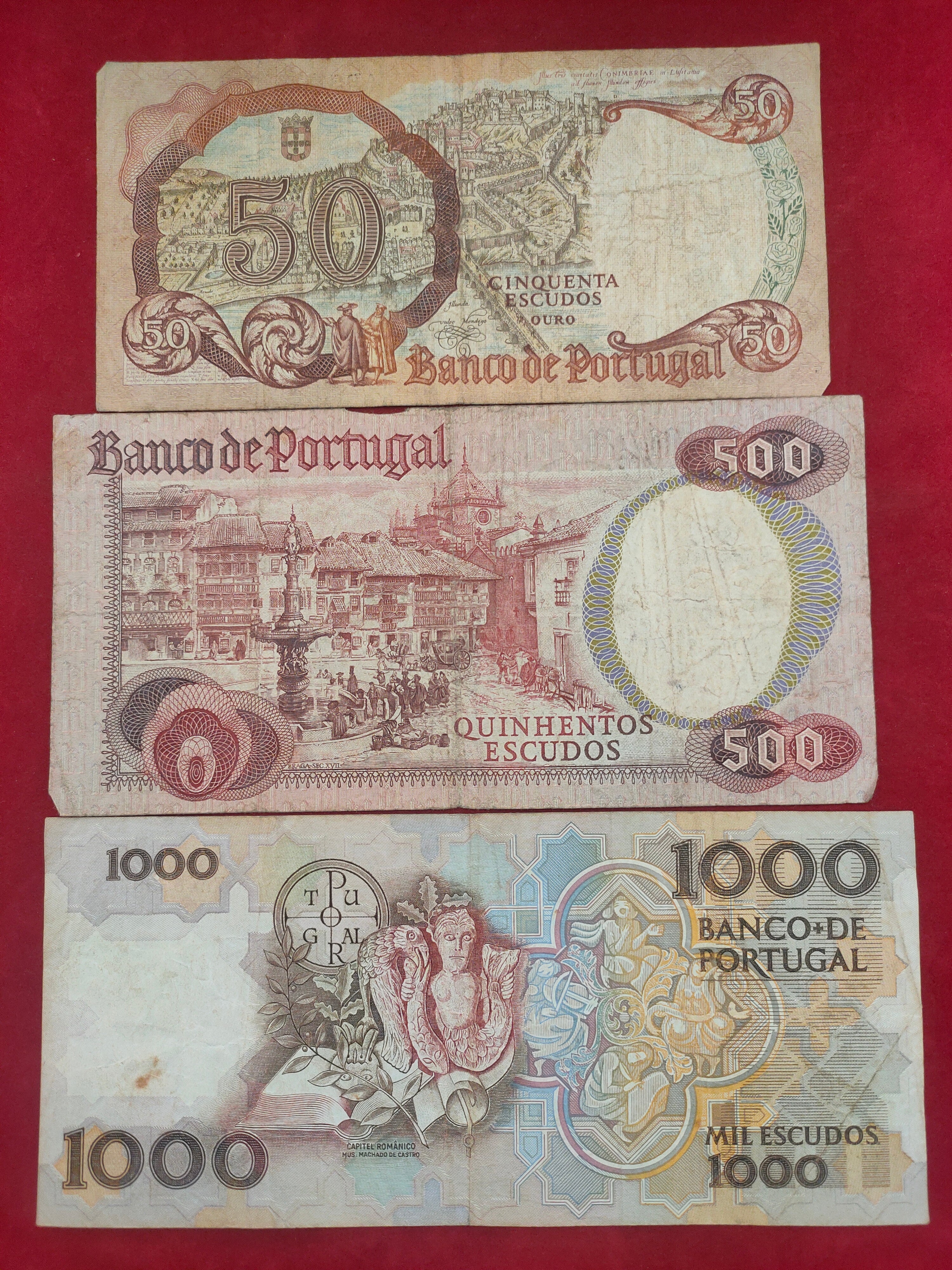 BANK OF PORTUGAL 50, 500, 1000 ESCUDOS (628)