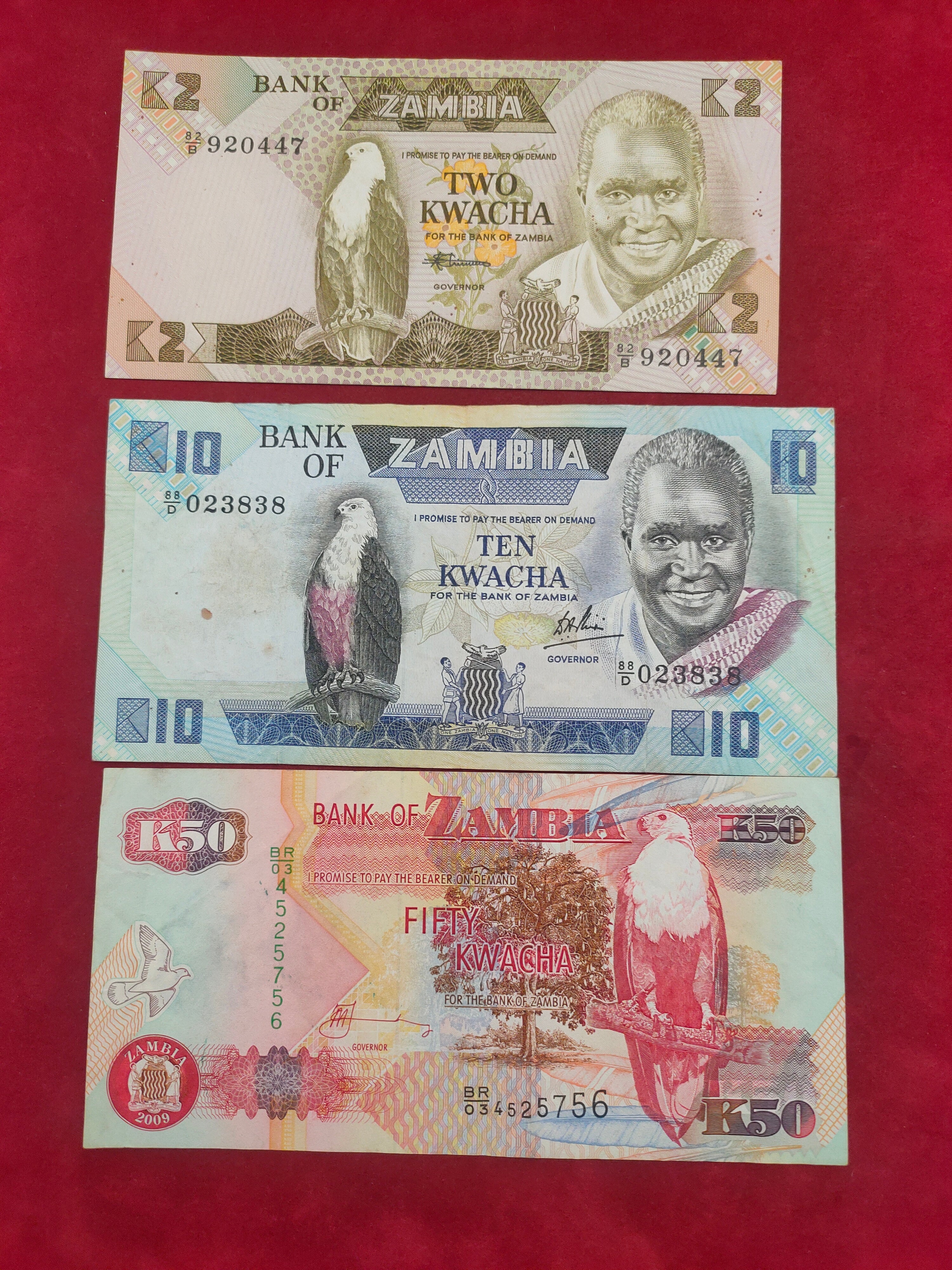 BANK OF ZAMBIA 2, 10, 50, 100 KWACHA (505)