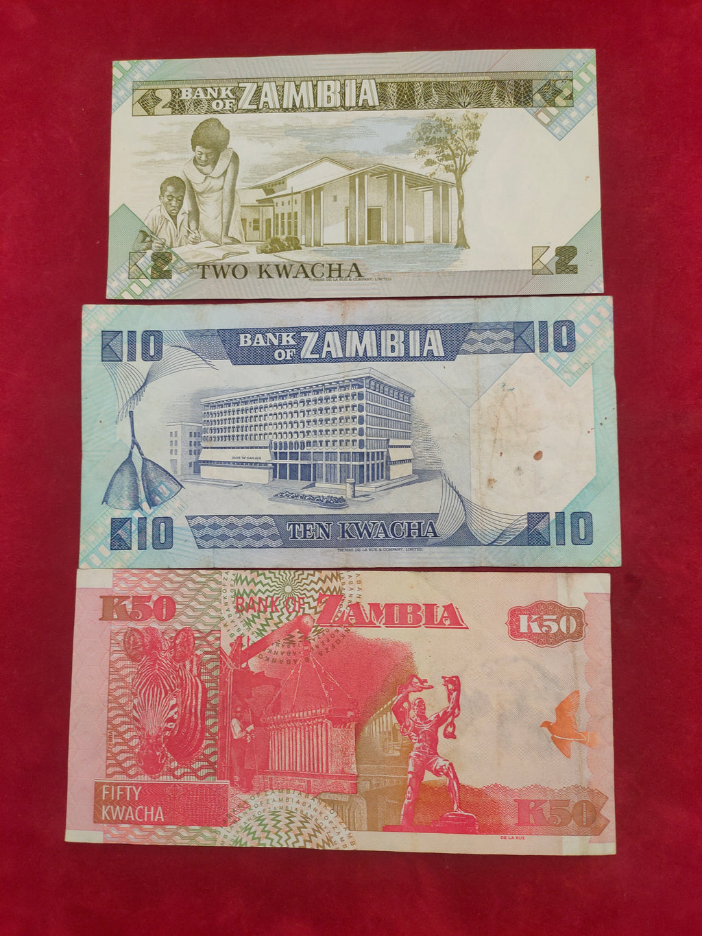 BANK OF ZAMBIA 2, 10, 50, 100 KWACHA (505)