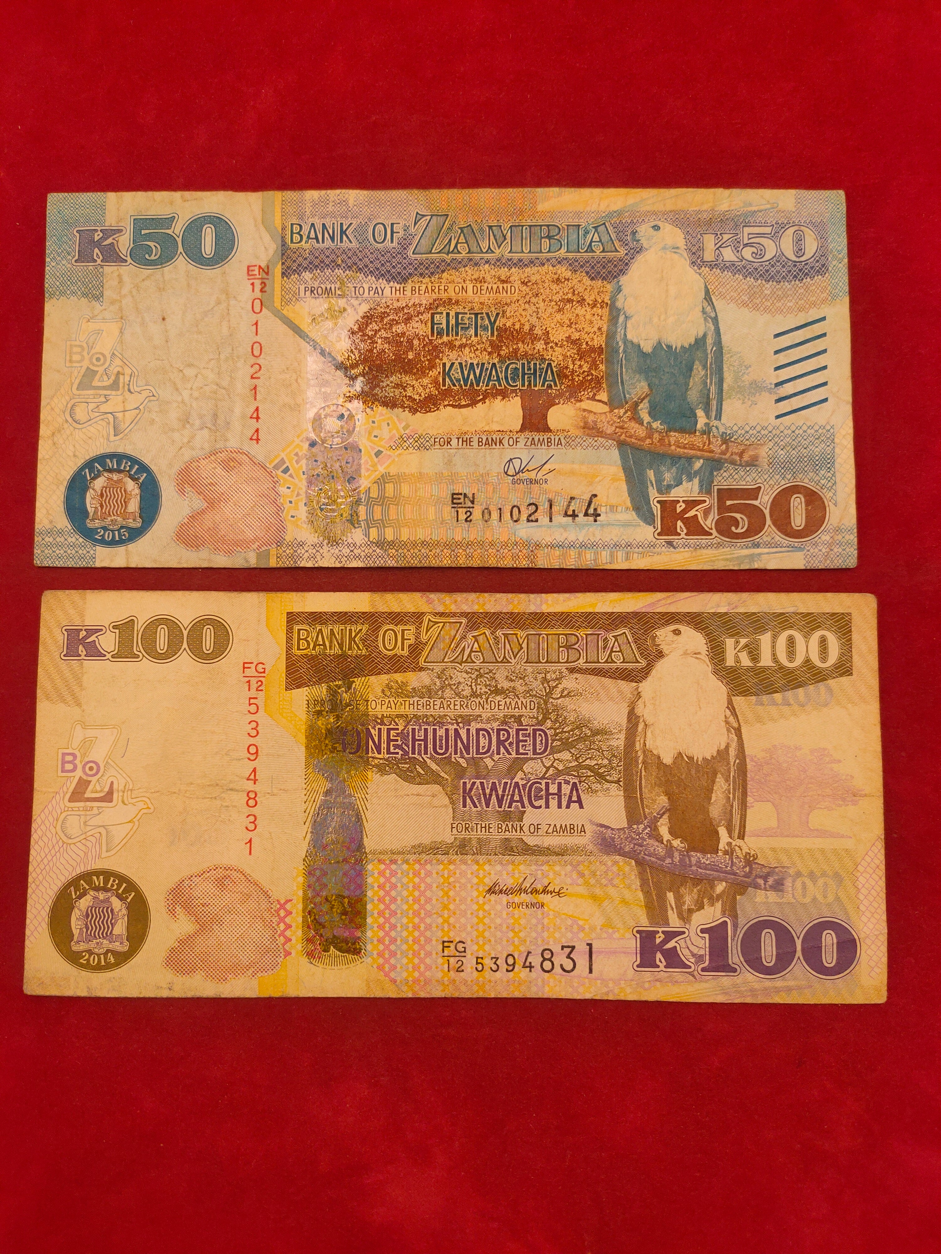 BANK OF ZAMBIA 2, 10, 50, 100 KWACHA (505)