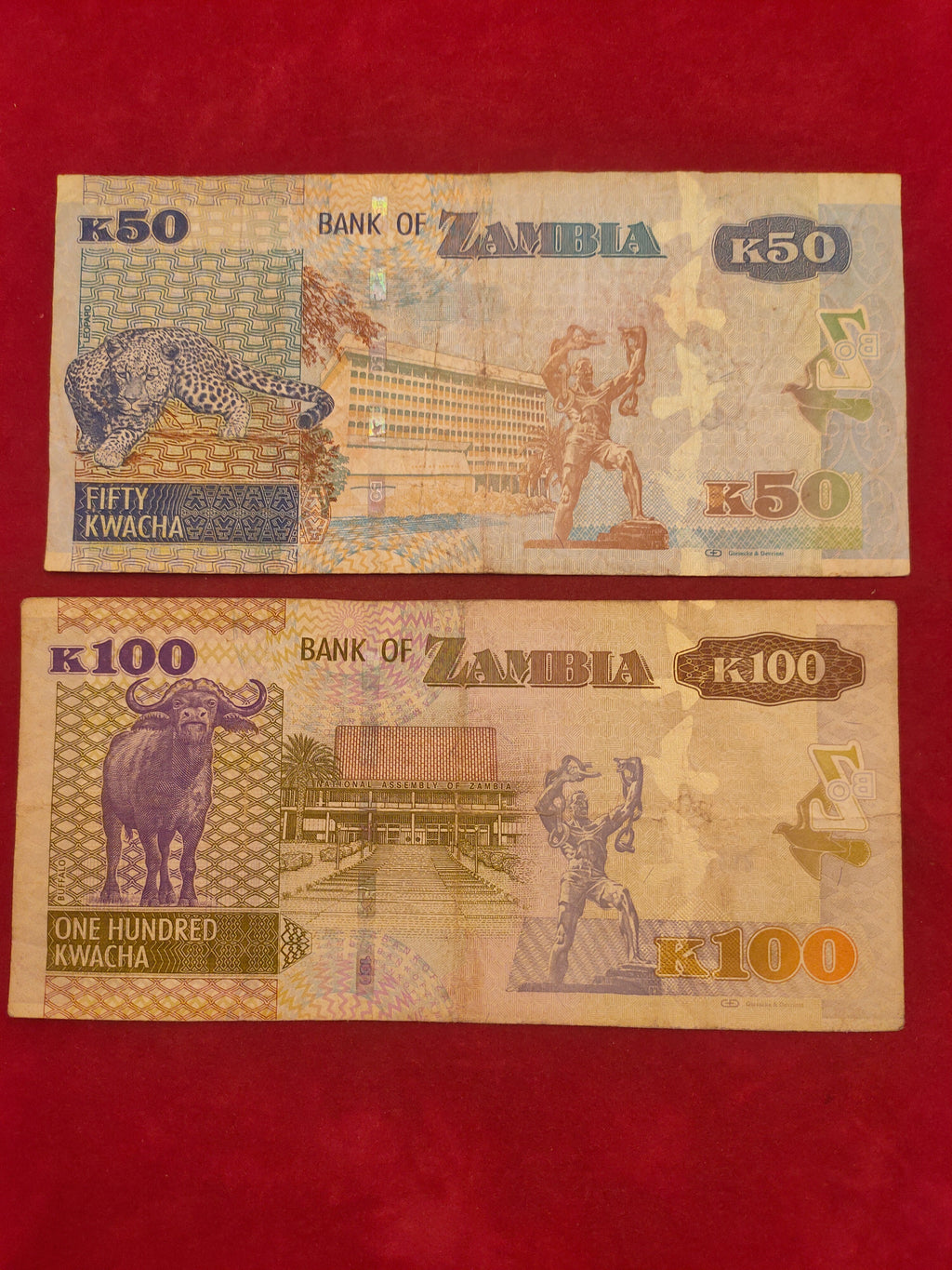 BANK OF ZAMBIA 2, 10, 50, 100 KWACHA (505)