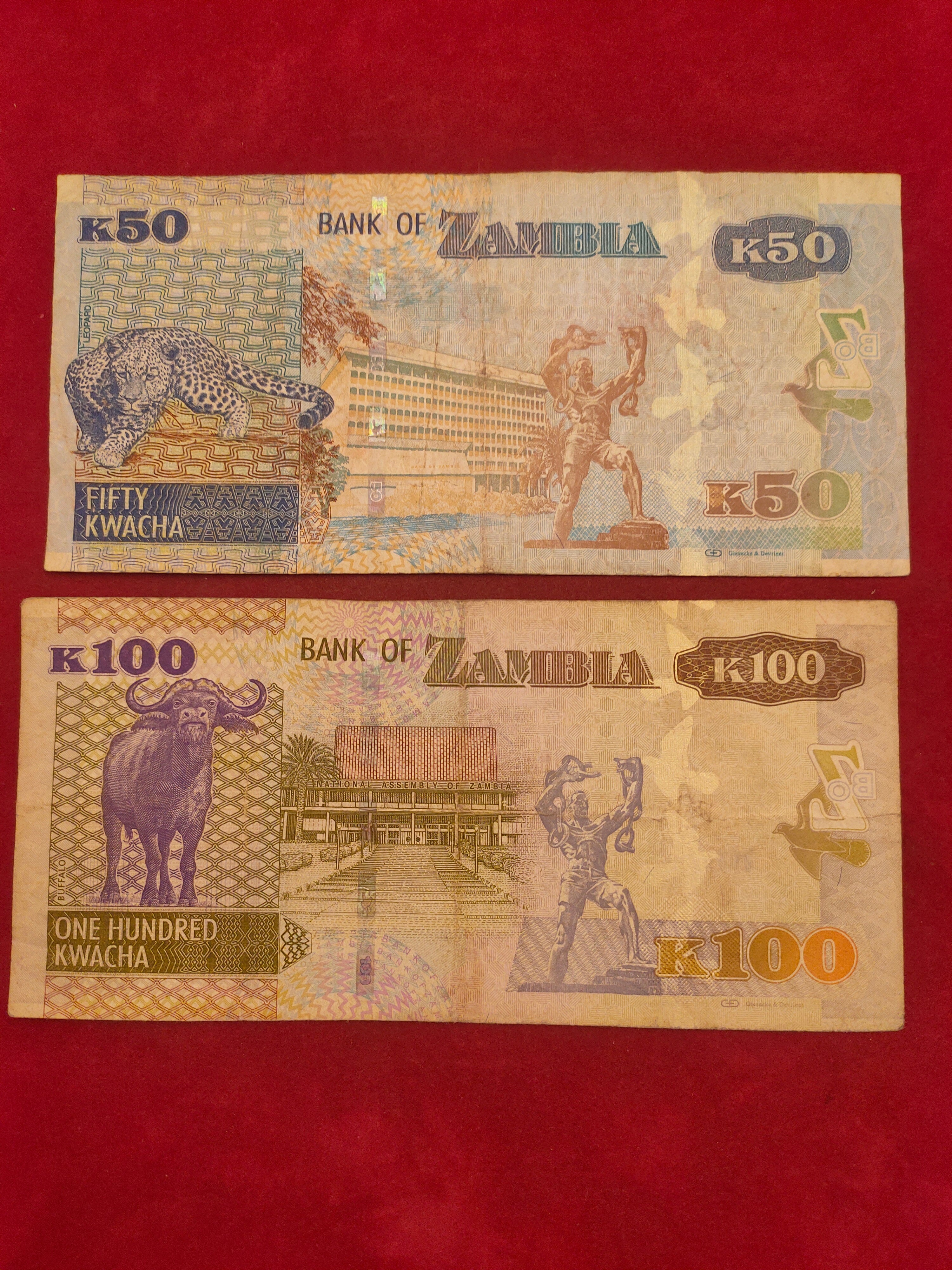 BANK OF ZAMBIA 2, 10, 50, 100 KWACHA (505)