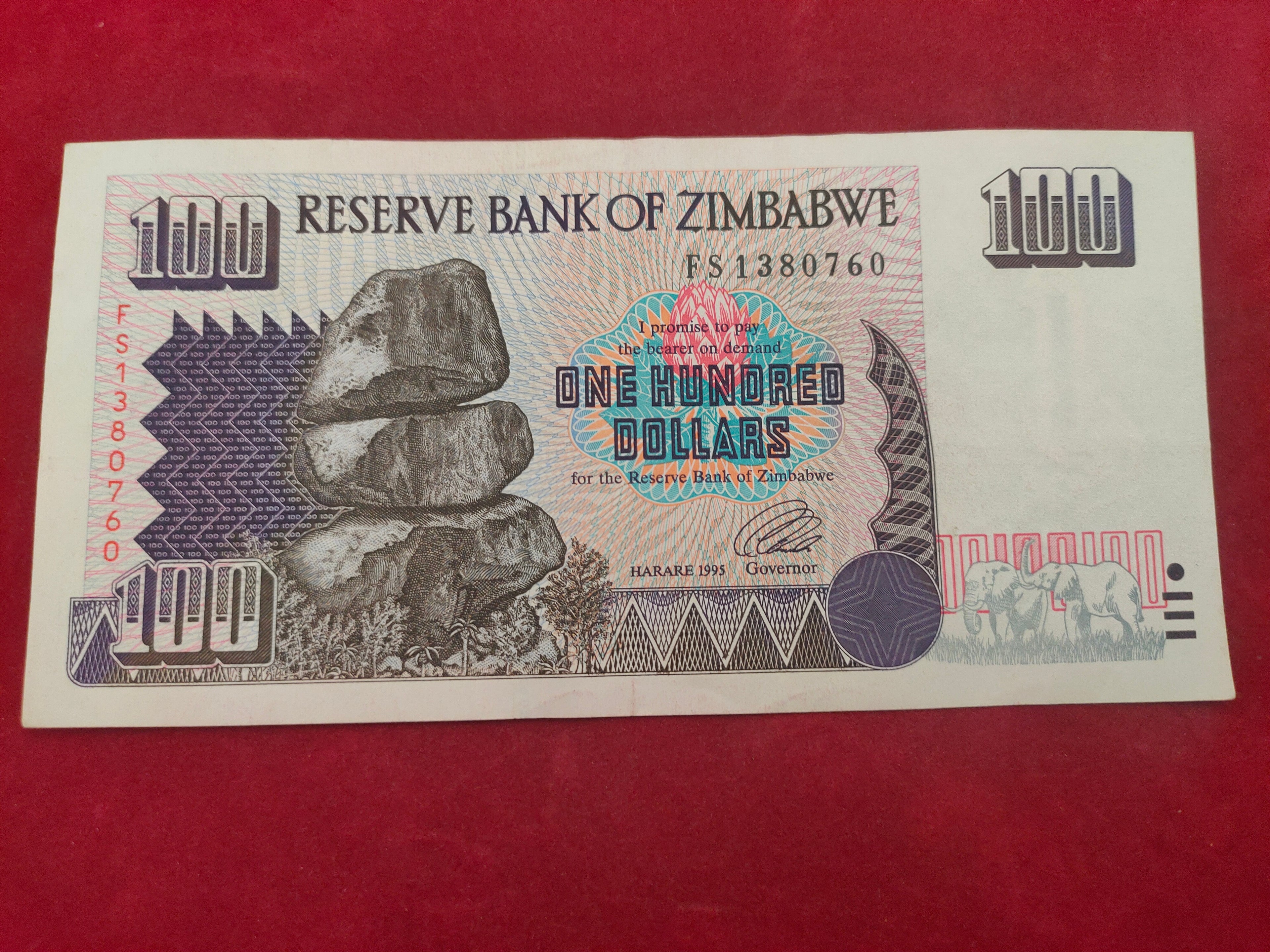 RESERVE BANK OF ZIMBABWE 100 DOLLARS (1186)