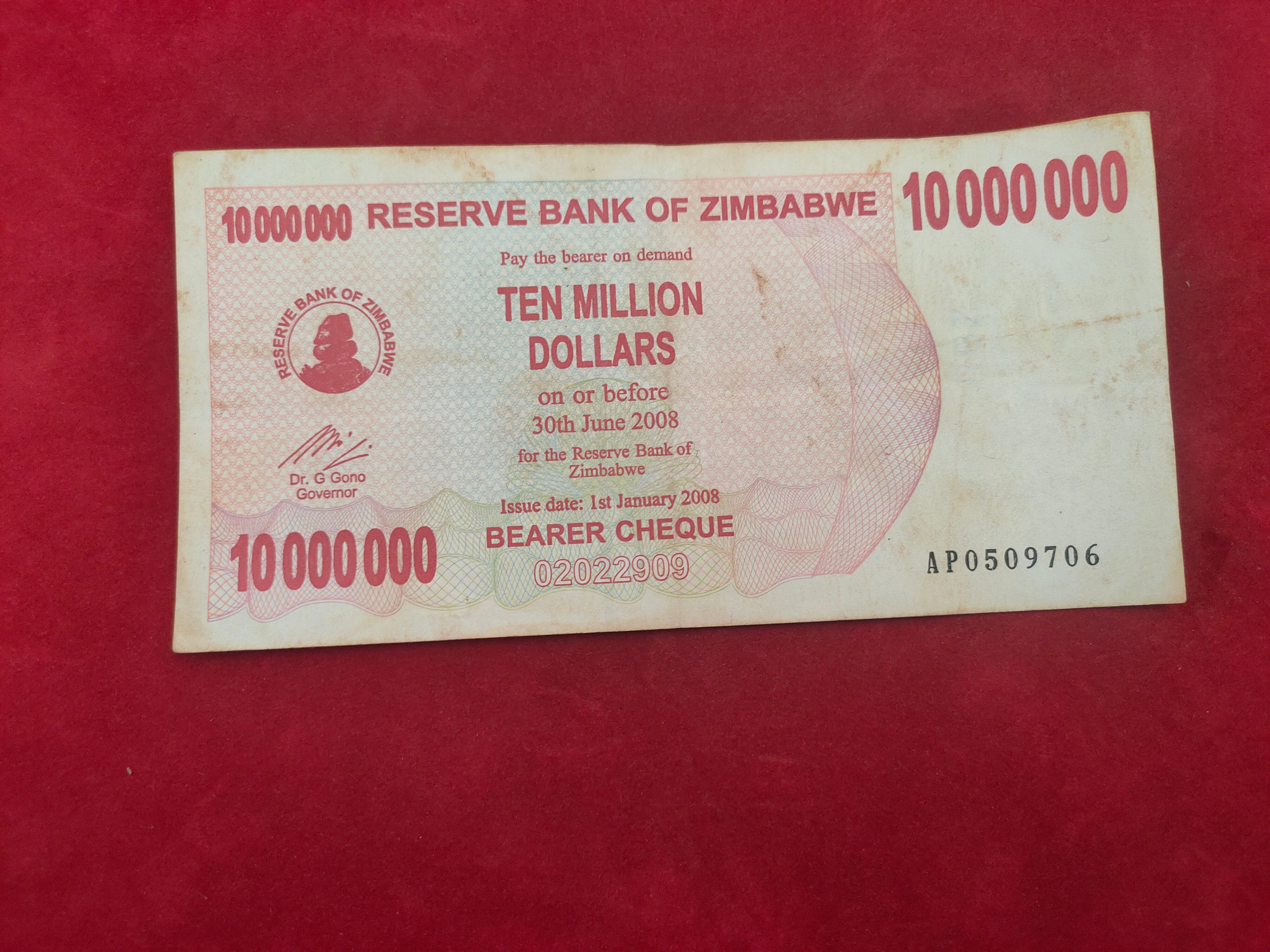 RESERVE BANK OF ZIMBABWE 10000000 DOLLARS (1188)
