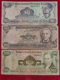 CENTRAL BANK OF NICARAGUA 50, 100, 500 CORDOBAS (639)