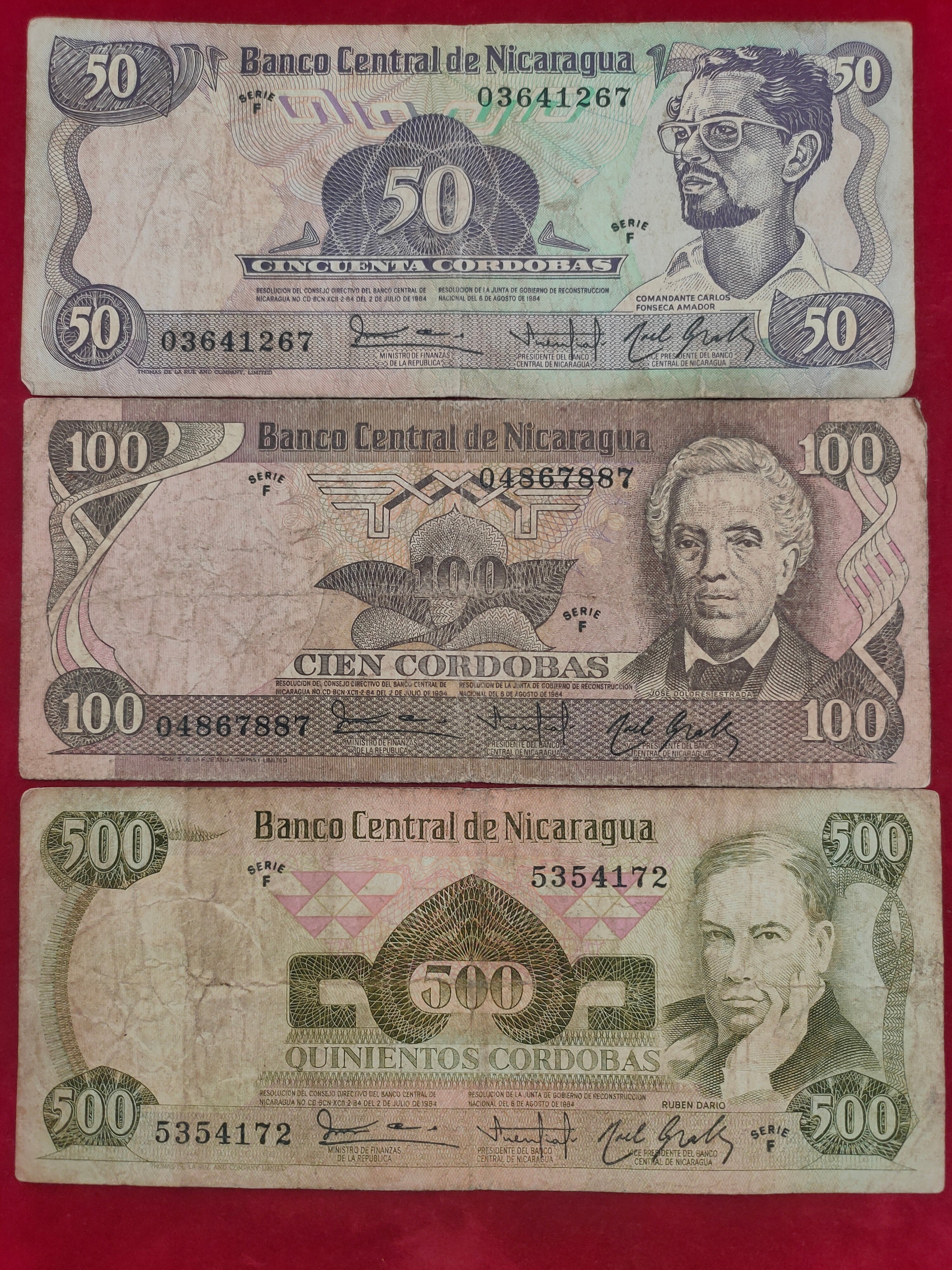 CENTRAL BANK OF NICARAGUA 50, 100, 500 CORDOBAS (639)
