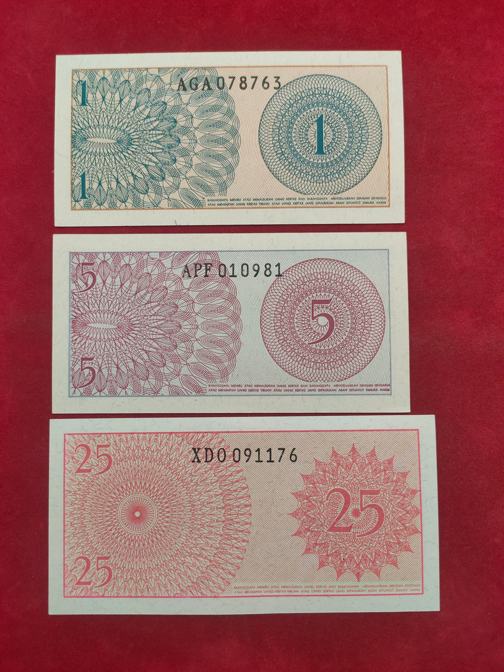 BANK OF  INDONESIA 1, 5, 25 SEN (542)