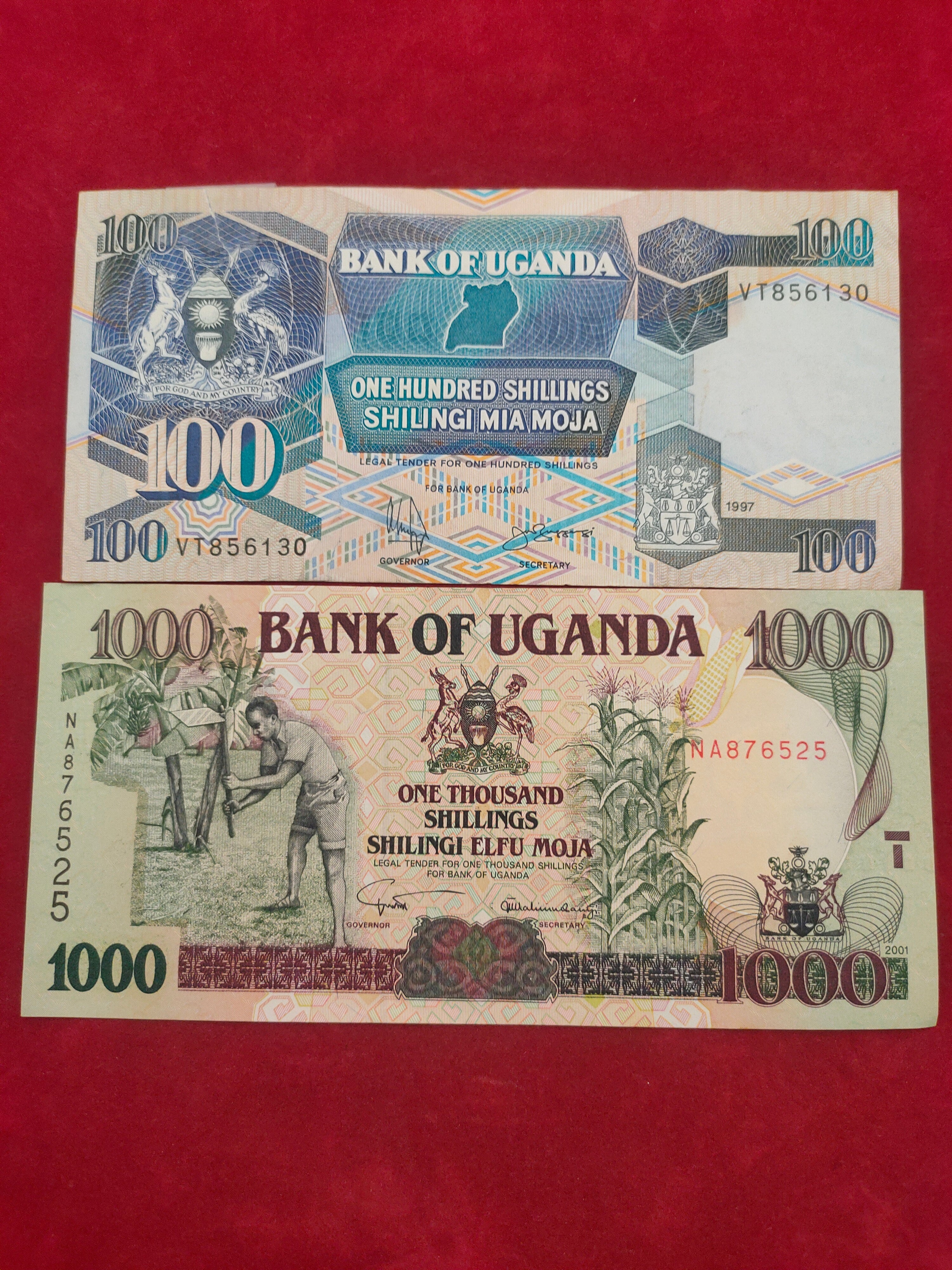 BANK OF UGANDA 100, 1000 SHILINGI (1106)
