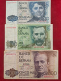 BANK OF SPAIN 500, 1000, 5000 PESETAS (522)