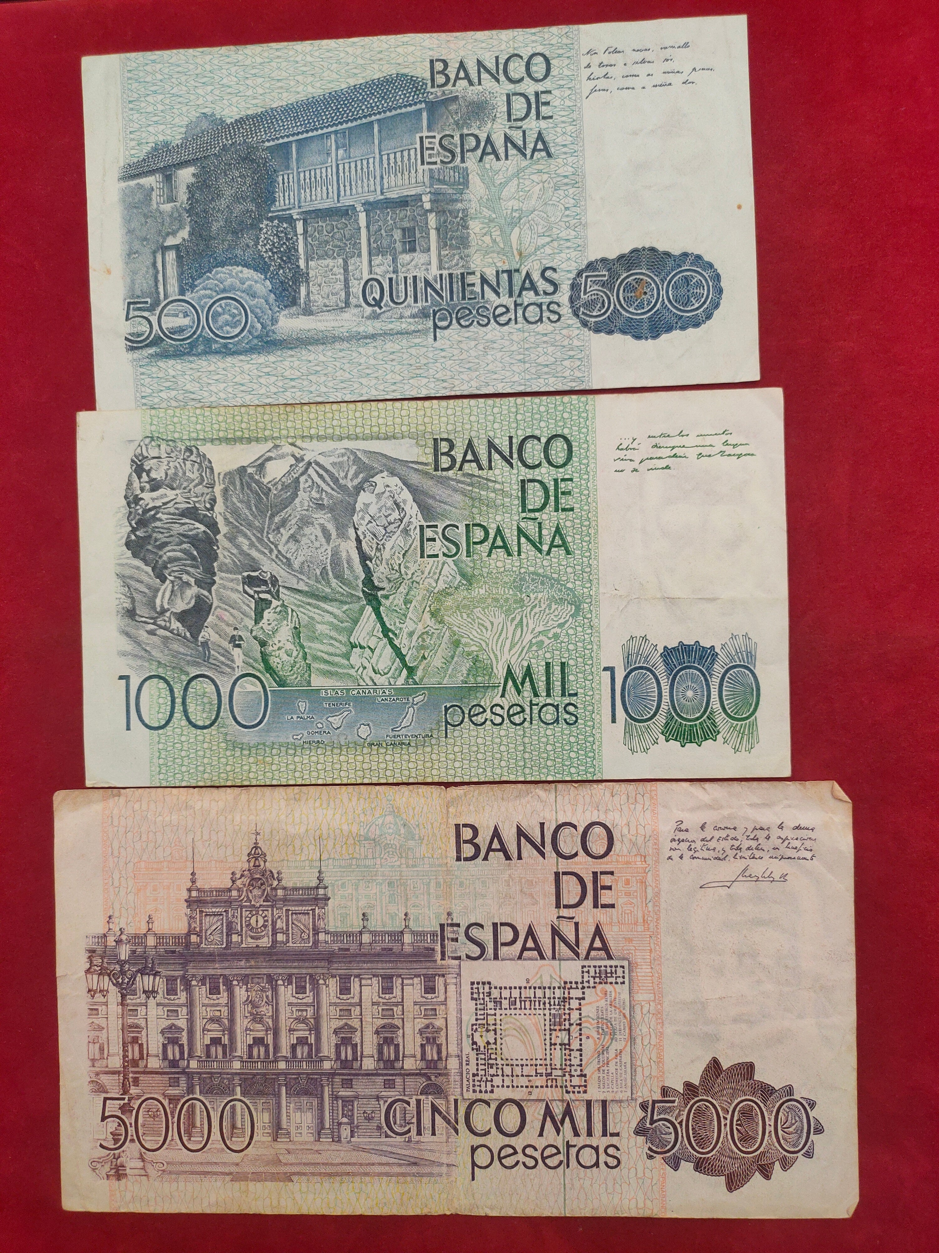 BANK OF SPAIN 500, 1000, 5000 PESETAS (522)