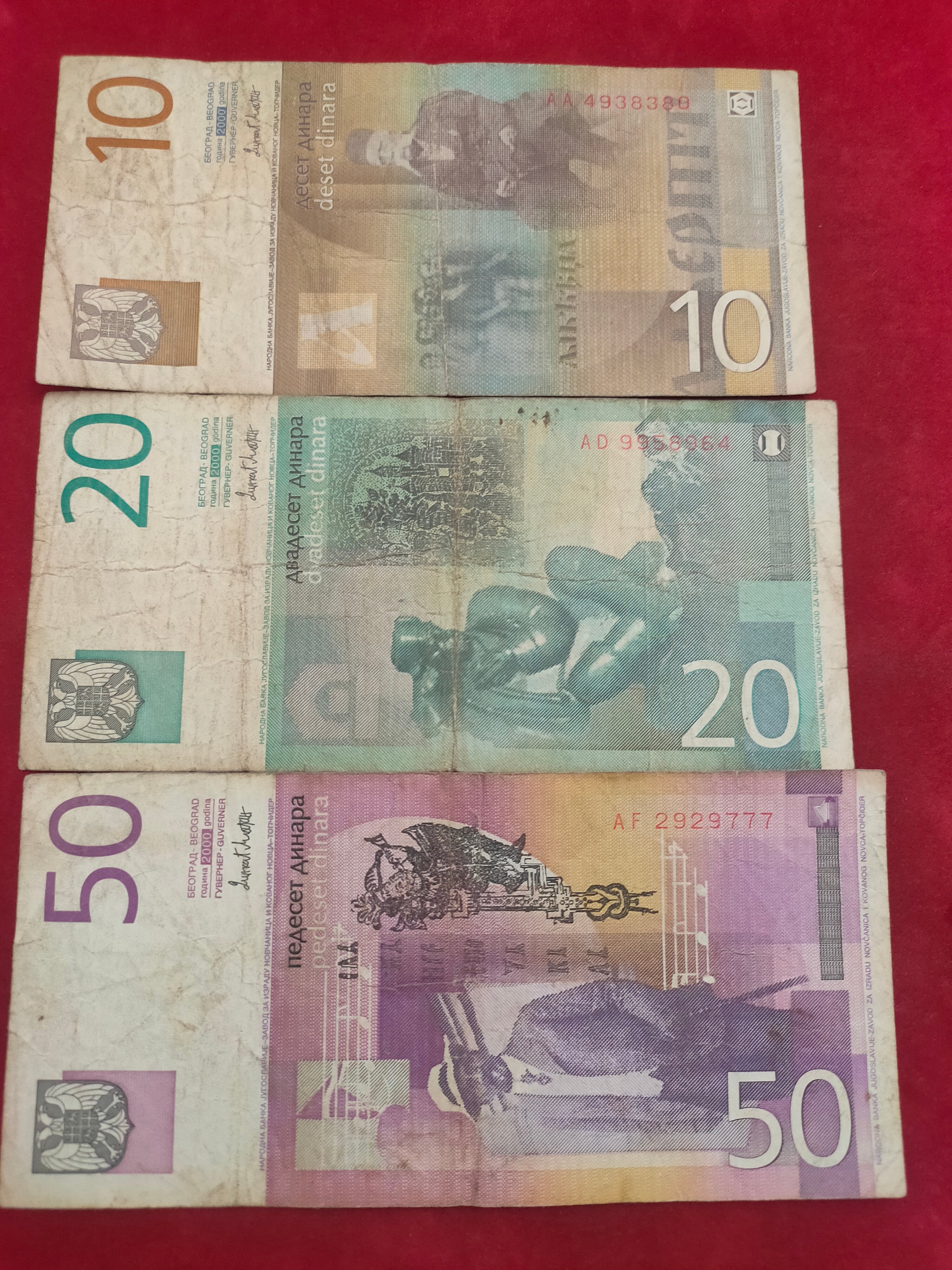 NATIONAL BANK OF YUGOSLAVIA 10, 20 50 100, 200 DINARA (Y292)