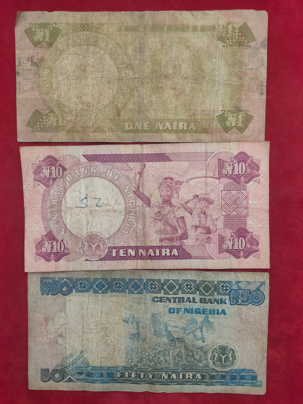 CENTRAL BANK OF NIGERIA 1, 10, 50 NAIRA (D708)