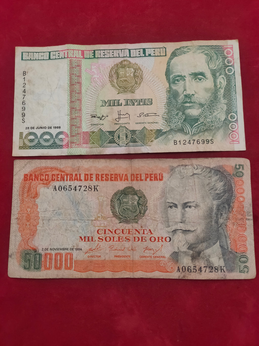 CENTRAL BANK OF PERU 1000, 50000 SOLES ORO (D708)