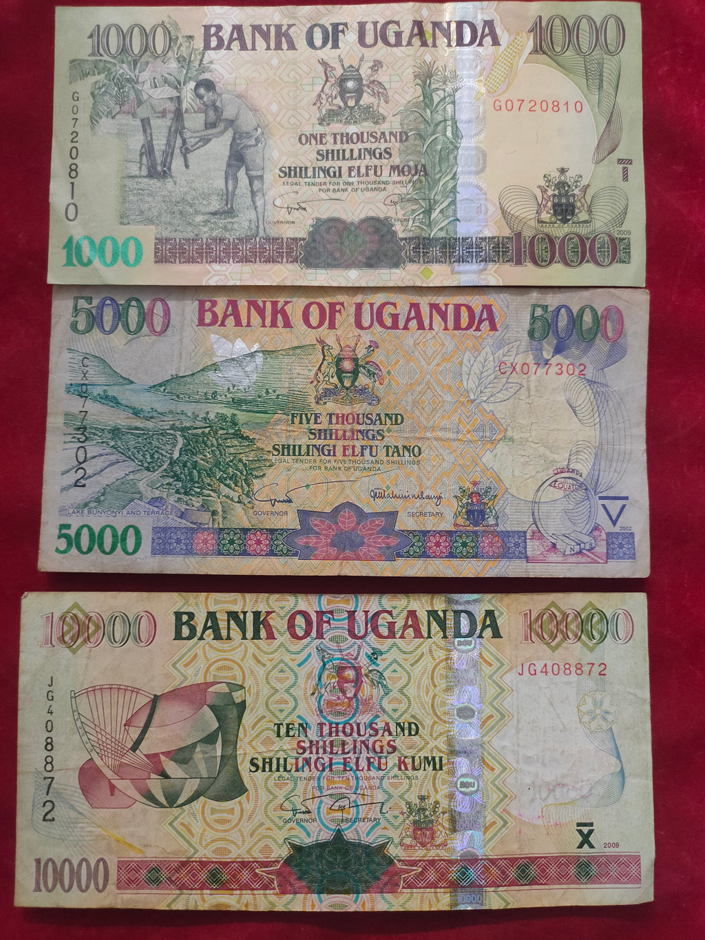 BANK OF UGANDA 1000, 5000, 10000 (D433)
