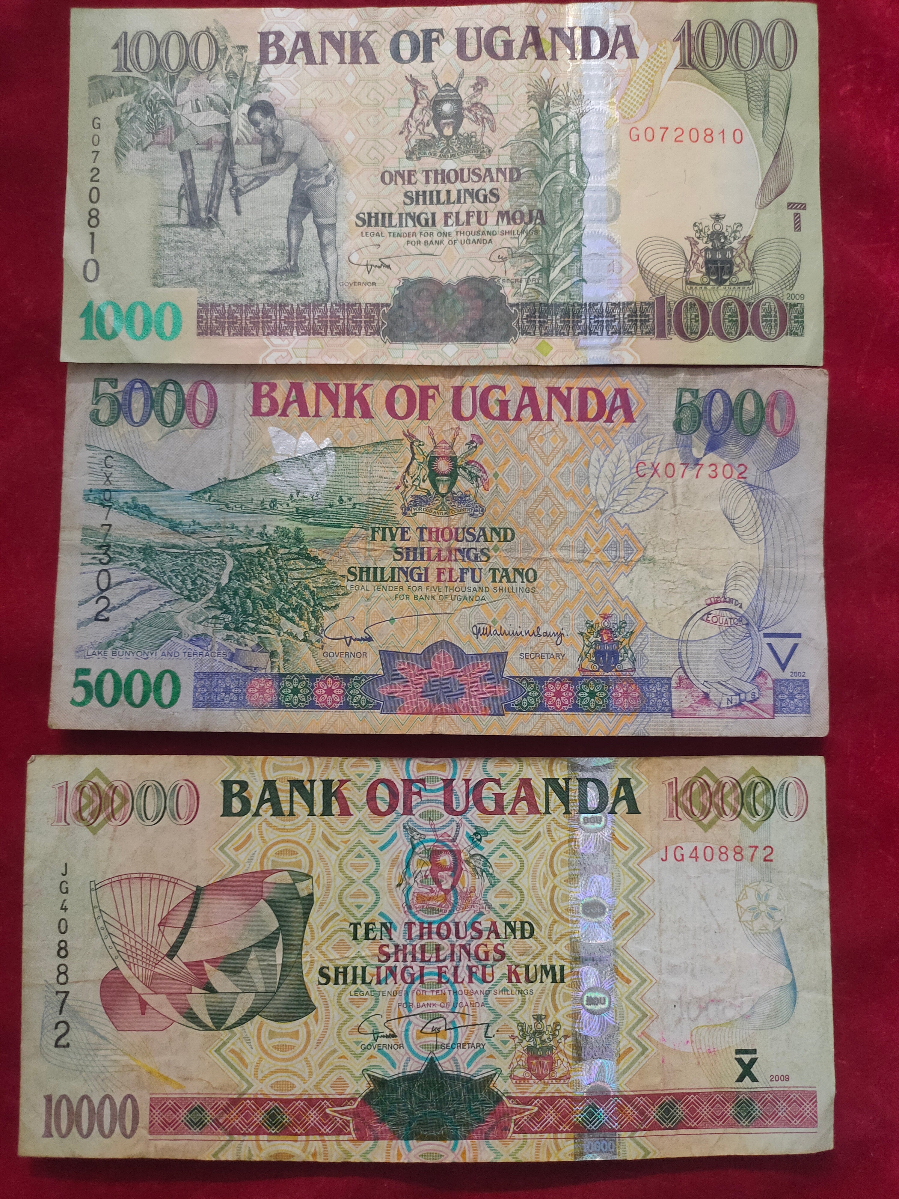 BANK OF UGANDA 1000, 5000, 10000 (D433)