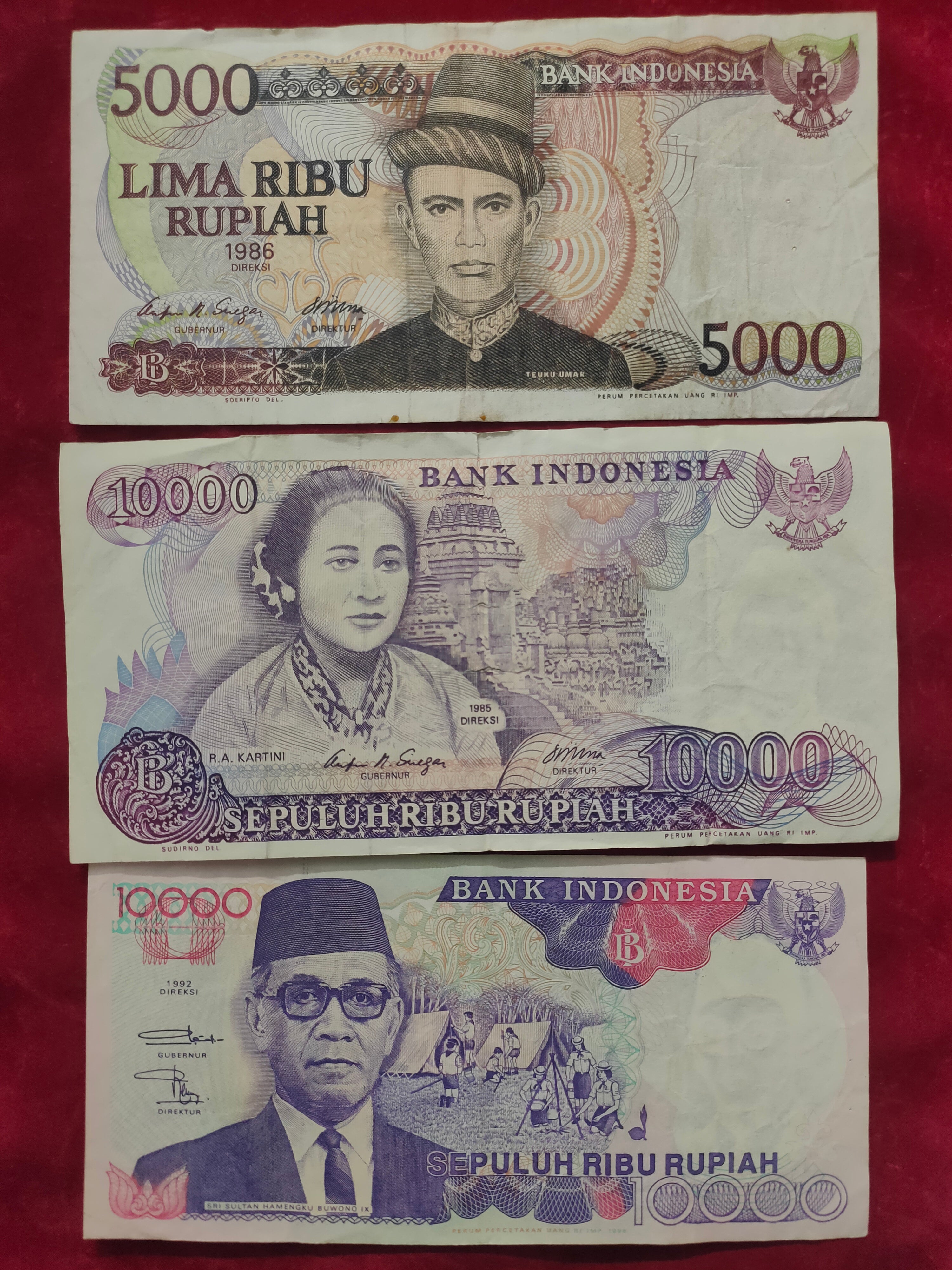 BANK OF INDONESIA 10000, 5000, 20000, 50000 RUPIAH (D58)