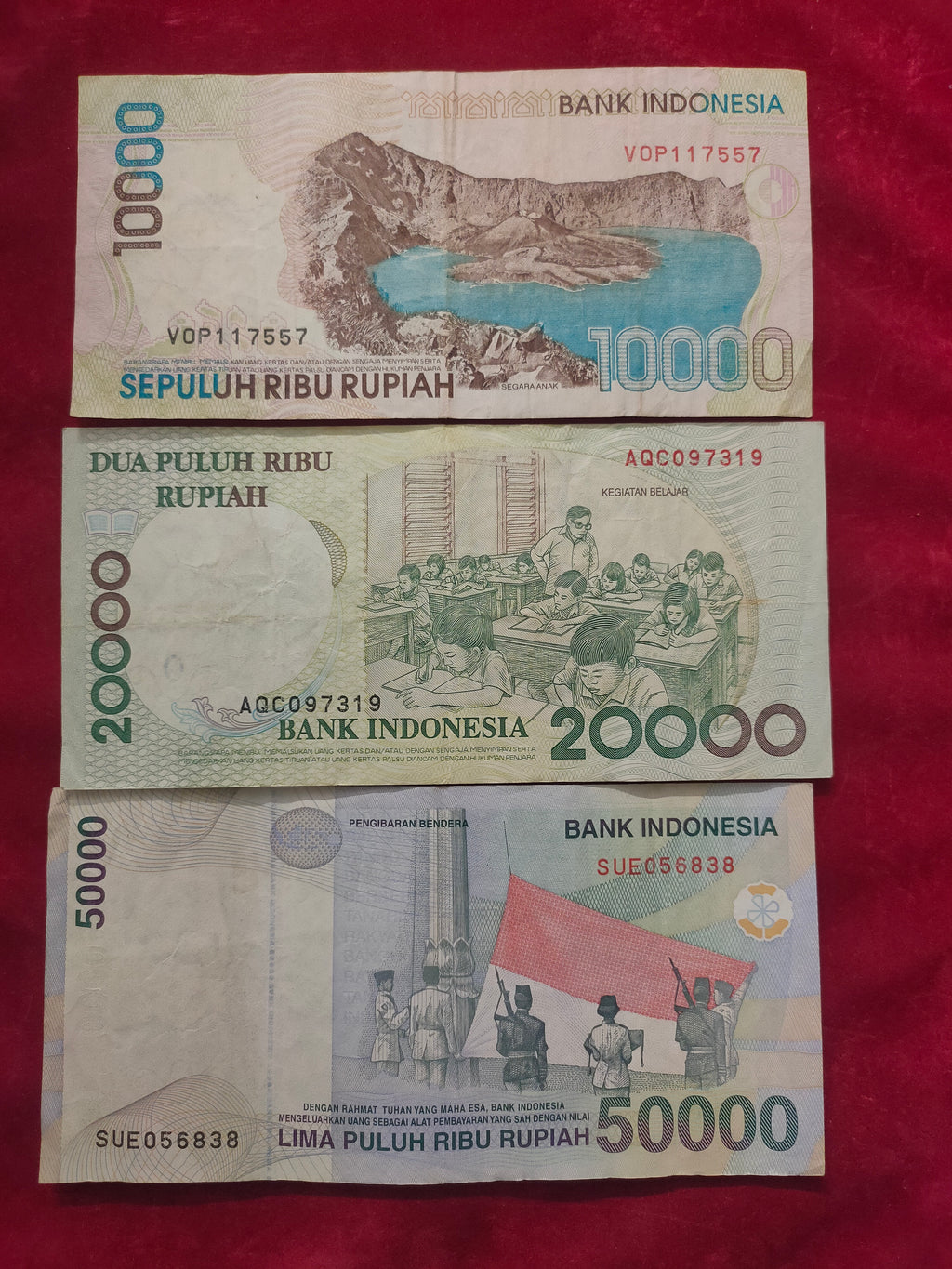 BANK OF INDONESIA 10000, 5000, 20000, 50000 RUPIAH (D58)