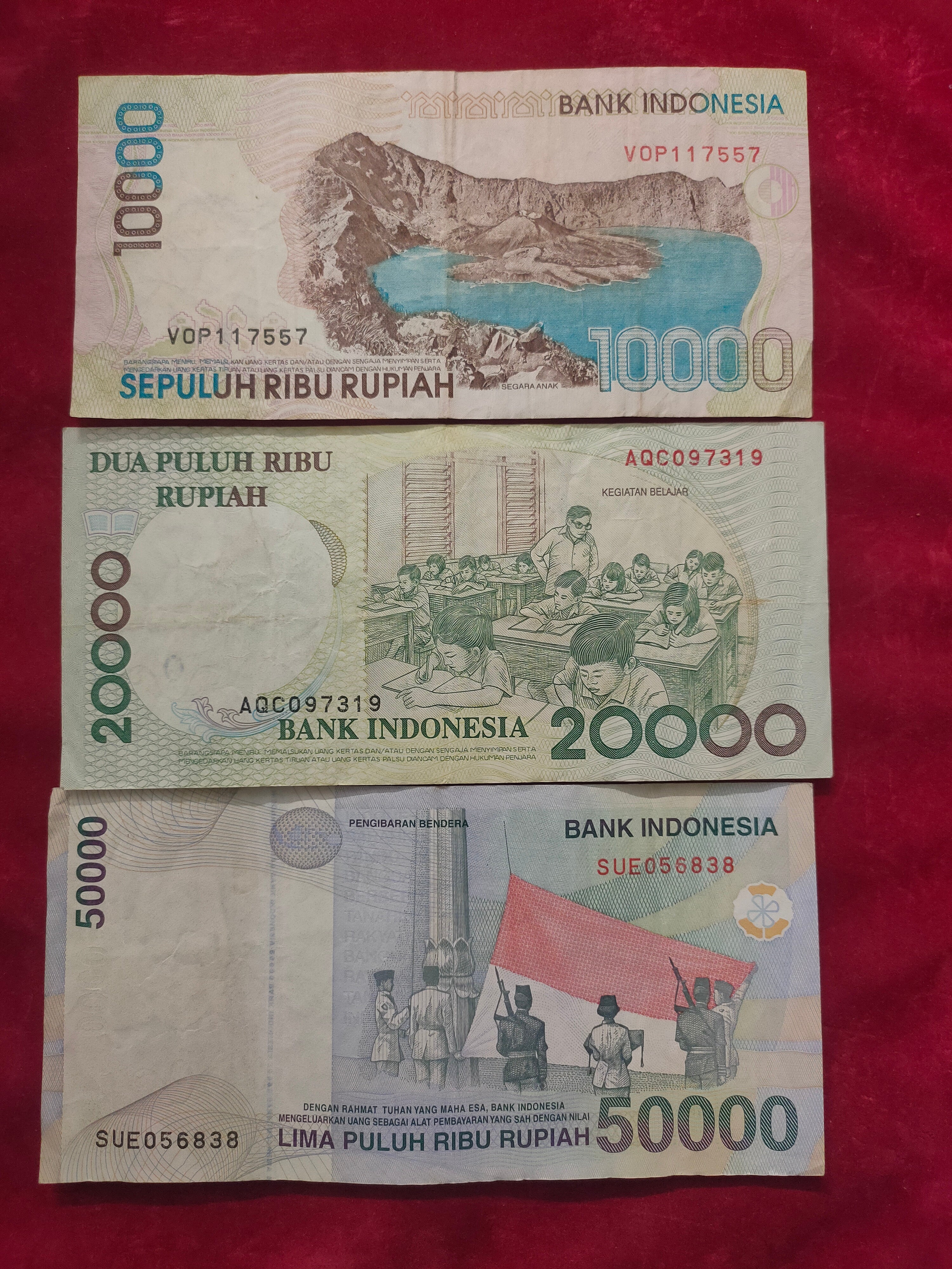 BANK OF INDONESIA 10000, 5000, 20000, 50000 RUPIAH (D58)