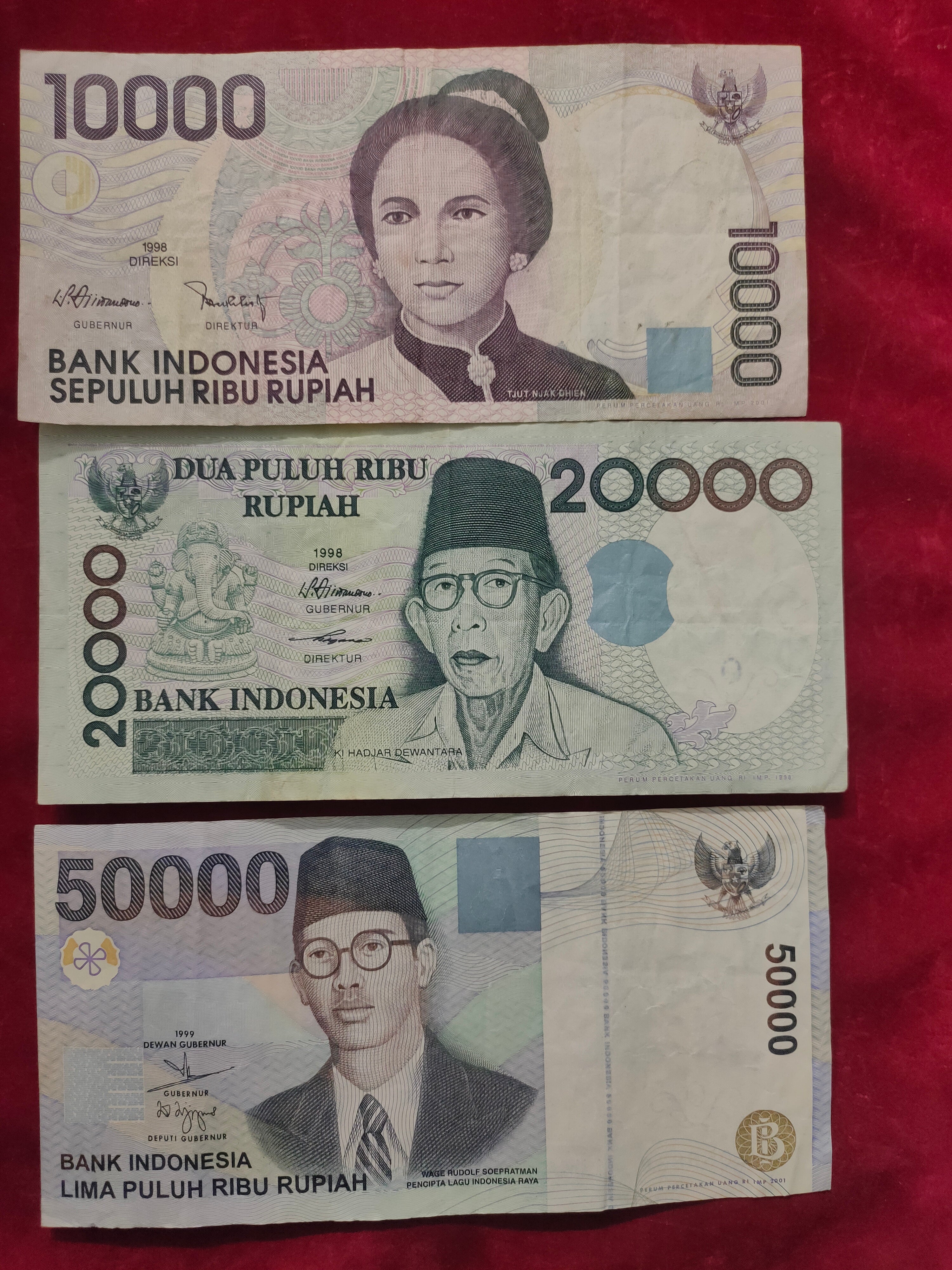 BANK OF INDONESIA 10000, 5000, 20000, 50000 RUPIAH (D58)