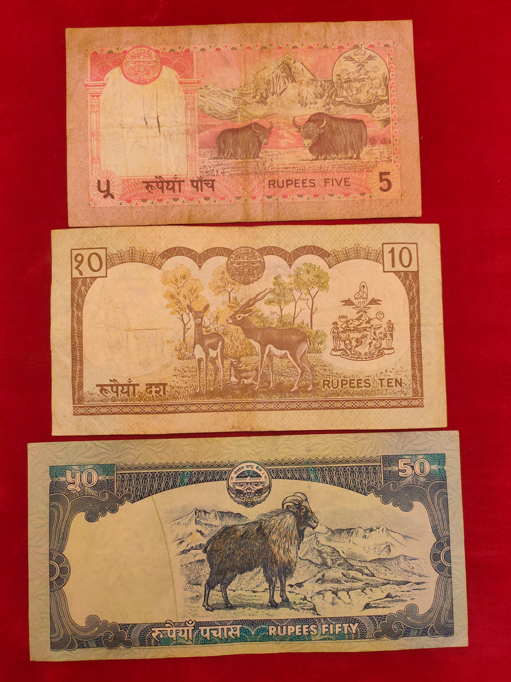 BANK OF NEPAL 5, 10, 50 RUPEES (C580)