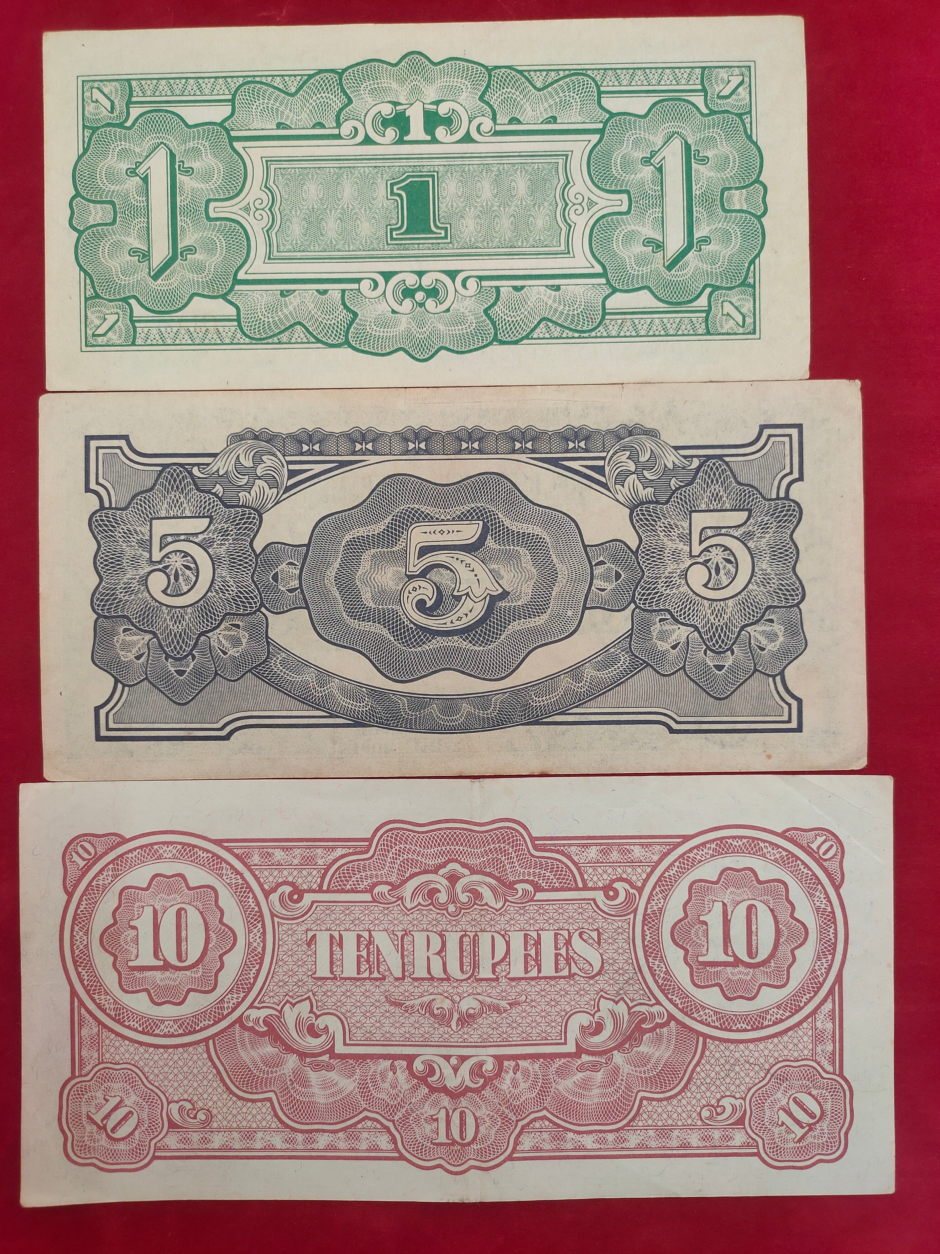 BANK OF JAPANESE 1, 5, 10 RUPEE (581)